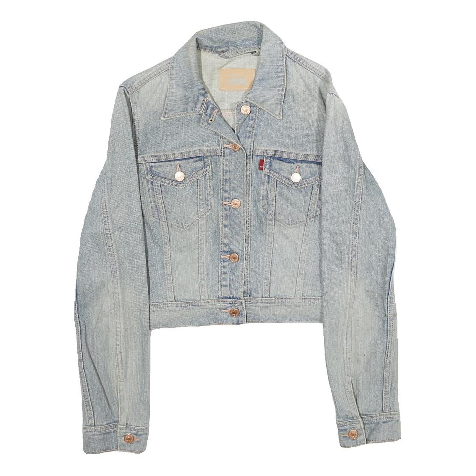 LEVI'S Womens Blue Cotton Denim Jacket S Button Closure Cropped Classic Fit Refurbished - N/A refurbished available on Cerqular