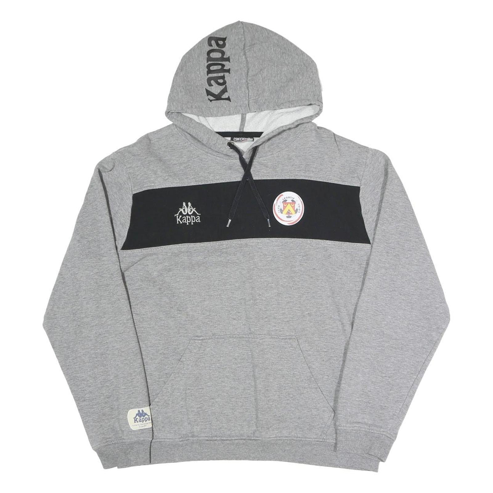 KAPPA Mens Grey & Black Hooded Pullover L Logo Drawstring Hoodie Refurbished - N/A refurbished available on Cerqular