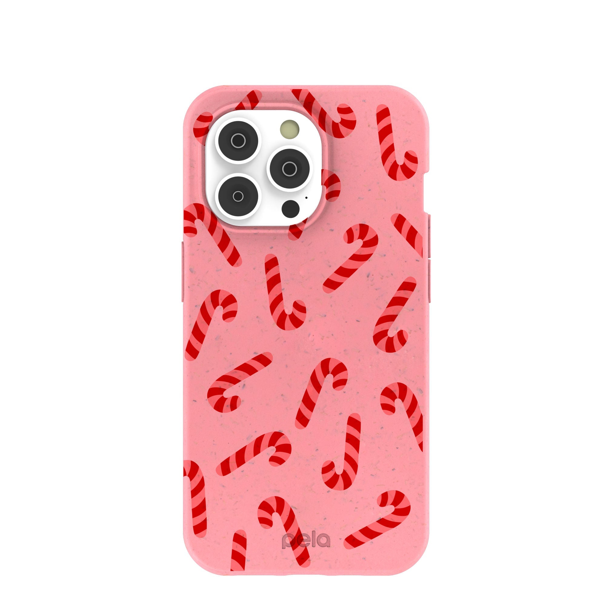 Bubblegum Pink Candy Cane Chaos iPhone 14 Pro Case Refurbished - Pela Case refurbished available on Cerqular