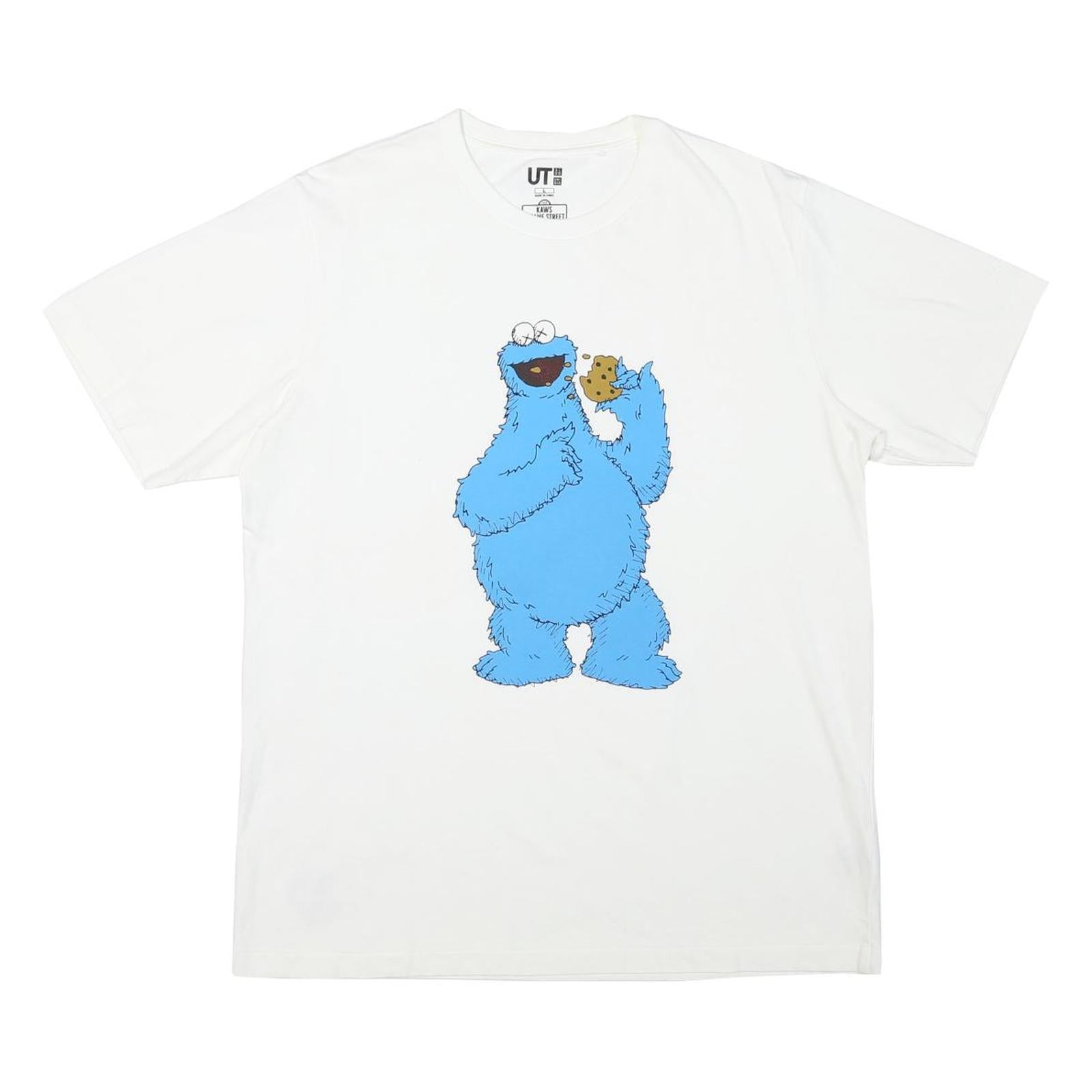 UT Mens White Blue Cookie Monster Graphic T-Shirt L Short Sleeve Crew Neck Fun Refurbished - N/A refurbished available on Cerqular