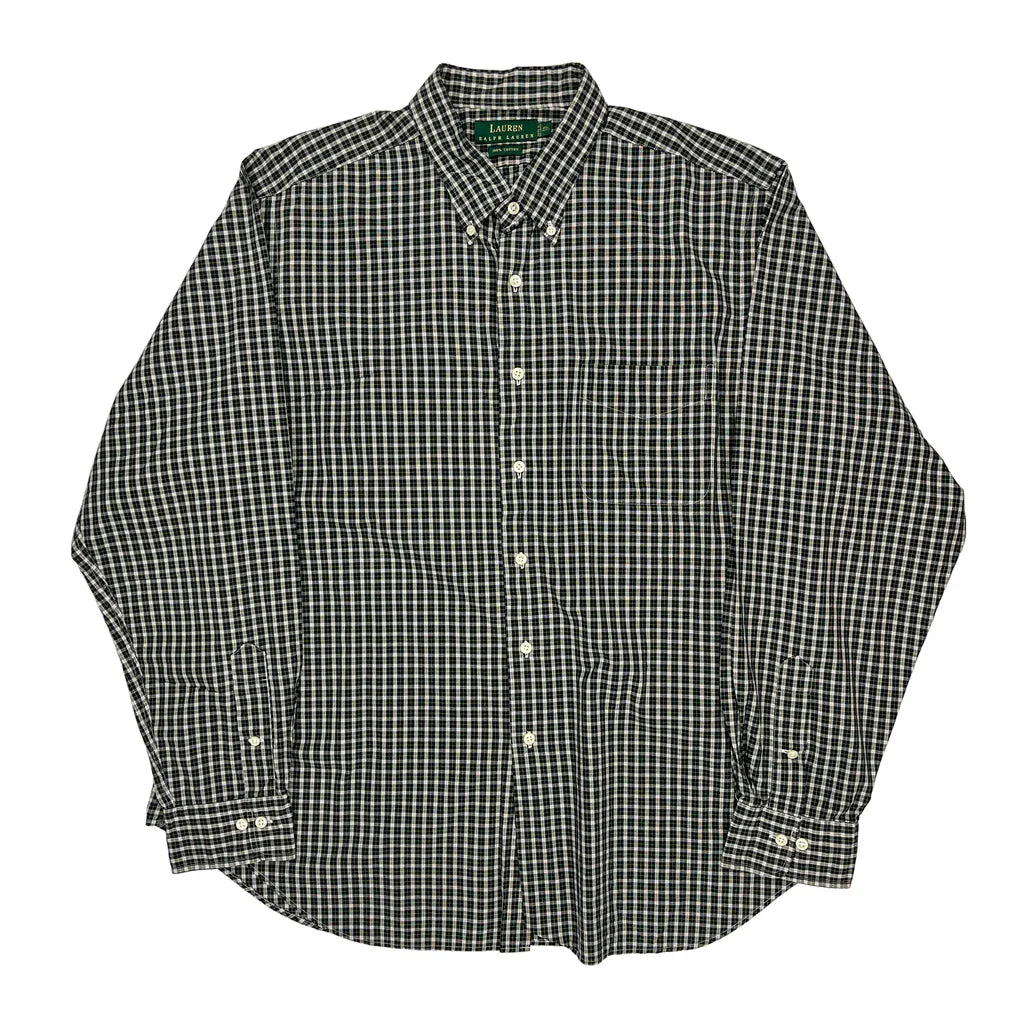 Ralph Lauren Checked Shirt - XL Black & White Cotton Refurbished - Thrifted (note: this is a term often used to describe second- refurbished available on Cerqular