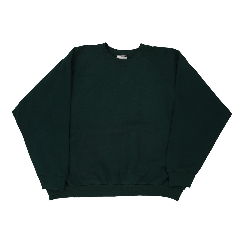 Fruit Of The Loom Sweatshirt - 2XL Green Cotton Blend | Size: xx-large Refurbished - Thrifted (note: this is a term often used to describe second- refurbished available on Cerqular