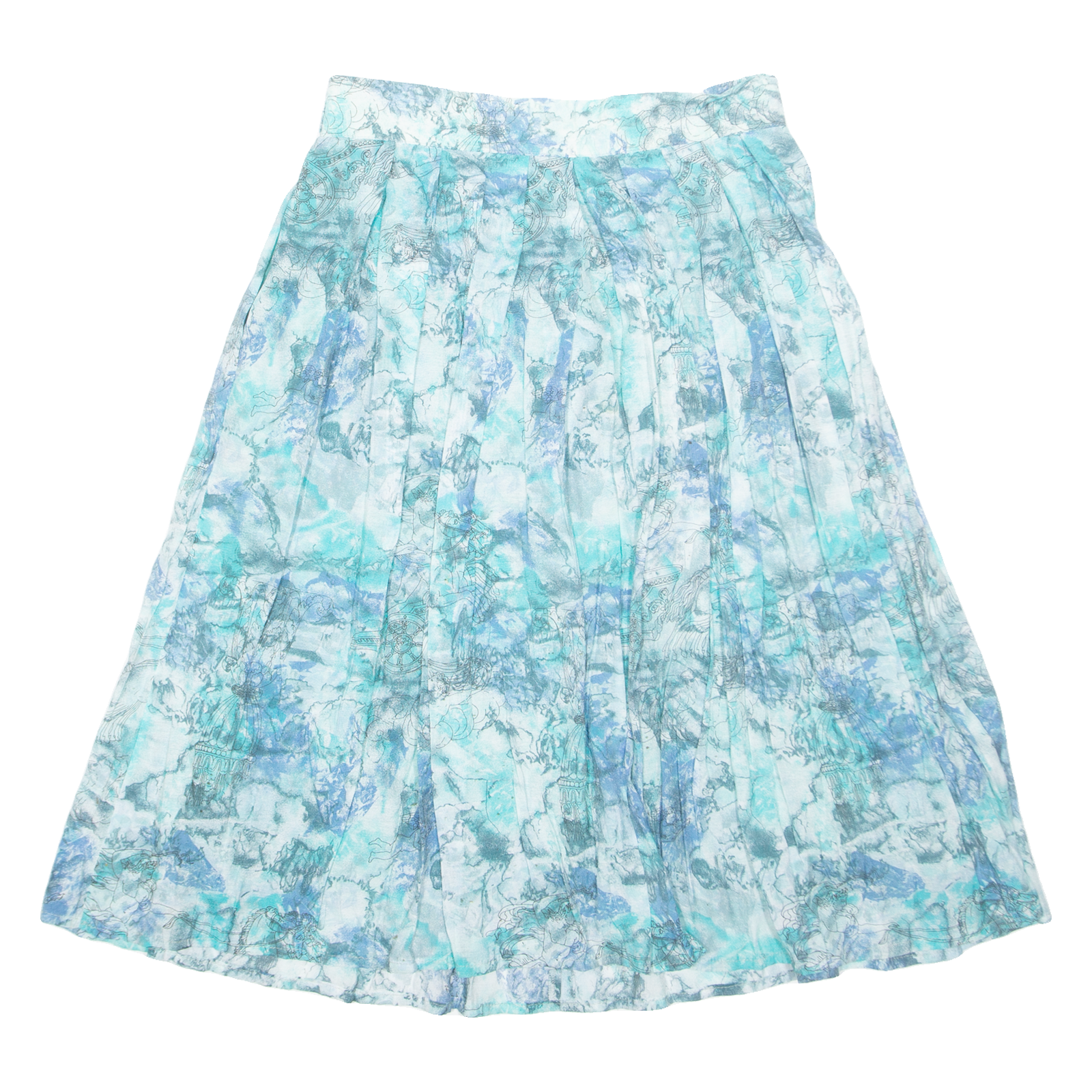 NICOLE Womens A-Line Skirt Blue Midi Crazy Pattern M Refurbished - N/A refurbished available on Cerqular