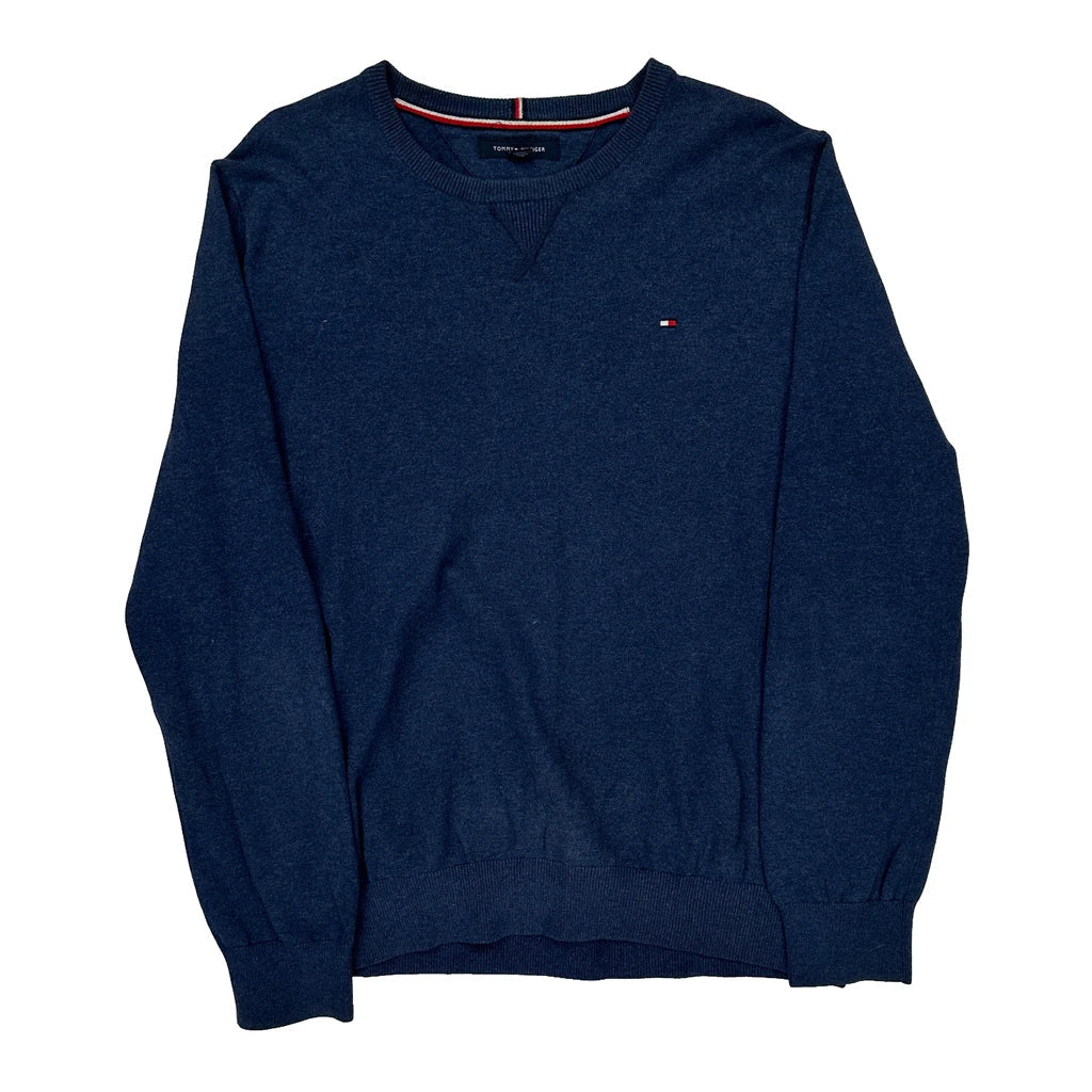 Tommy Hilfiger Jumper - Large Blue Cotton Refurbished - Thrifted (note: this is a term often used to describe second- refurbished available on Cerqular