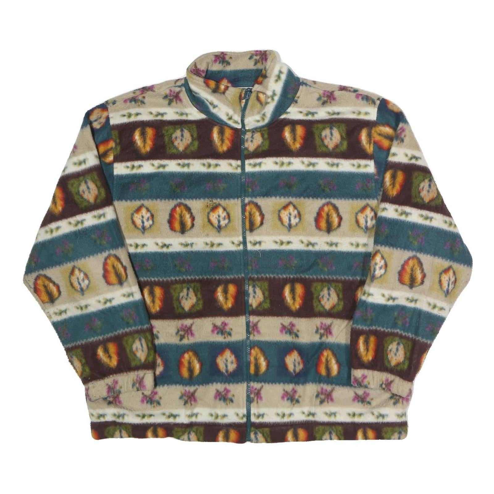 ALFRED DUNNER Mens Multicolour Fleece Jacket L Polyester Leaf Pattern Zip Refurbished - N/A refurbished available on Cerqular