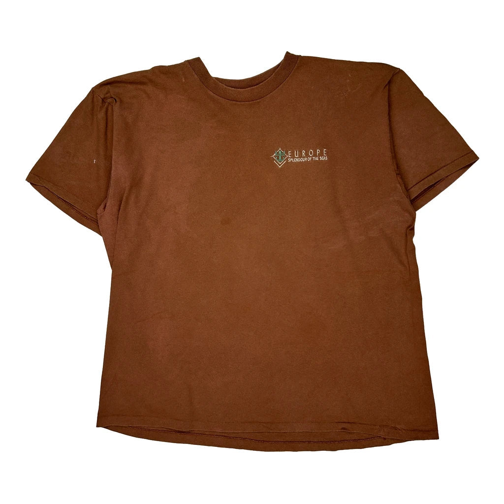 Buy Oneita T-Shirt - XL Brown Cotton Refurbished - $33.49 Oneita T-Shirt - XL Brown Cotton Refurbished - Thrifted (note: this is a term often used to describe second- refurbished available on Cerqular