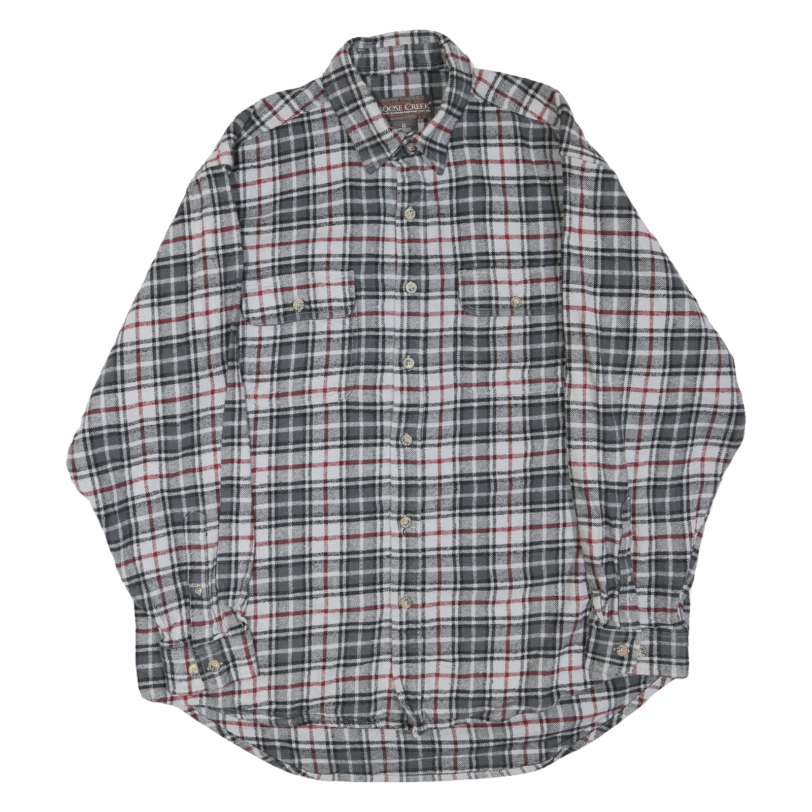 MOOSE CREEK Mens Grey & White Check Shirt XL Cotton Blend Casual Long Sleeve Refurbished - N/A refurbished available on Cerqular