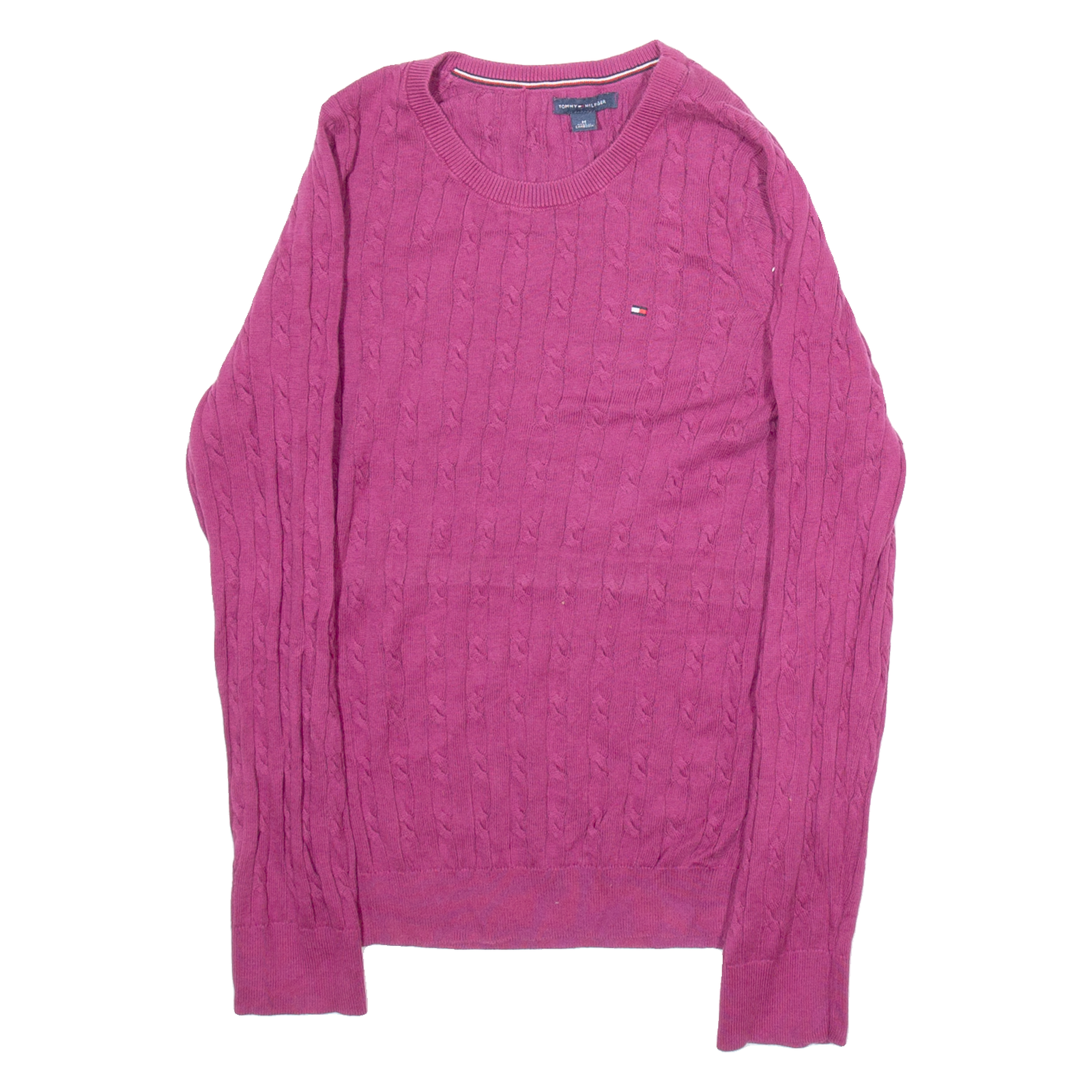 TOMMY HILFIGER Womens Jumper Purple Cable Knit M Refurbished - N/A refurbished available on Cerqular