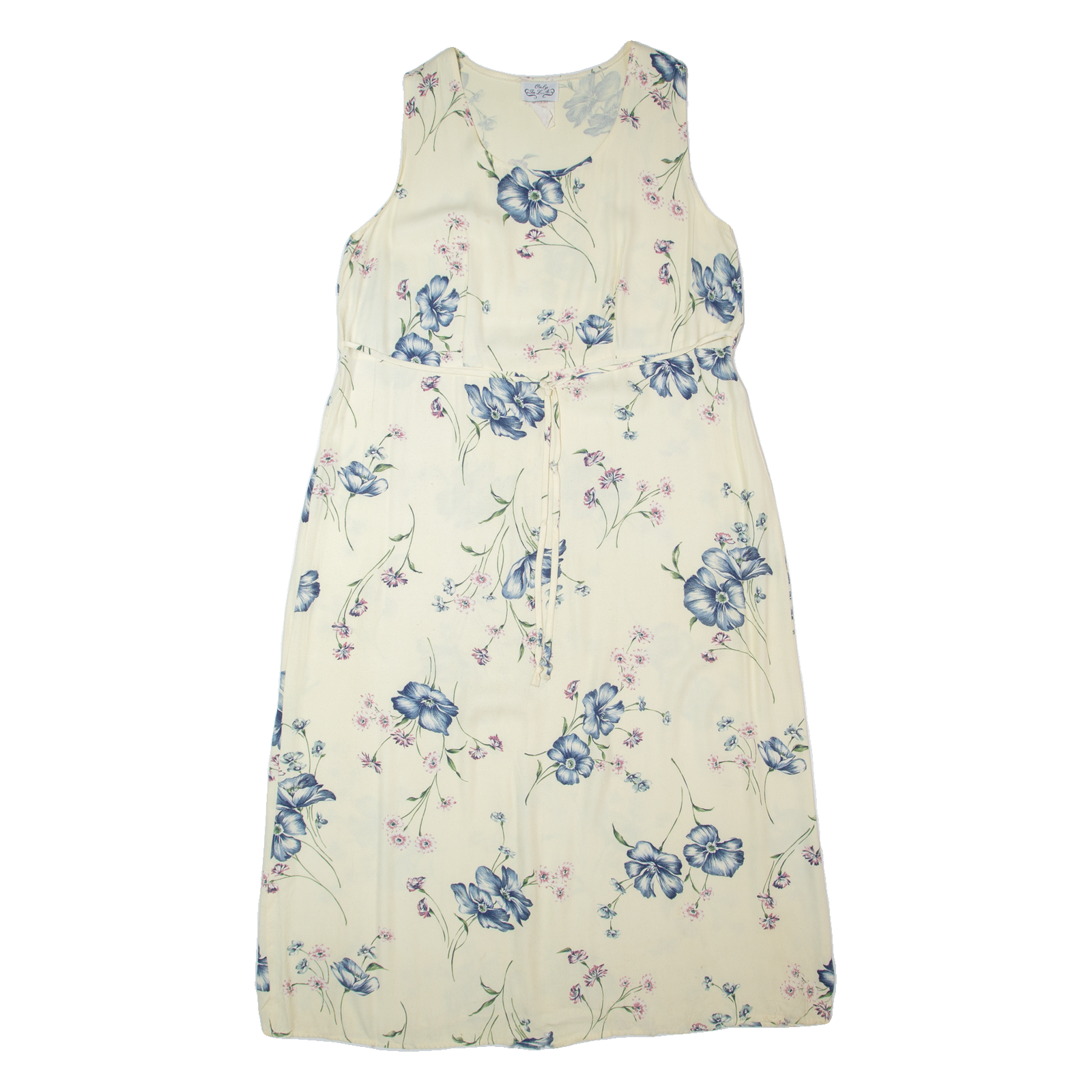 ONLY IN LA Womens A-Line Dress Cream 90s Floral Sleeveless Midi L Refurbished - N/A refurbished available on Cerqular