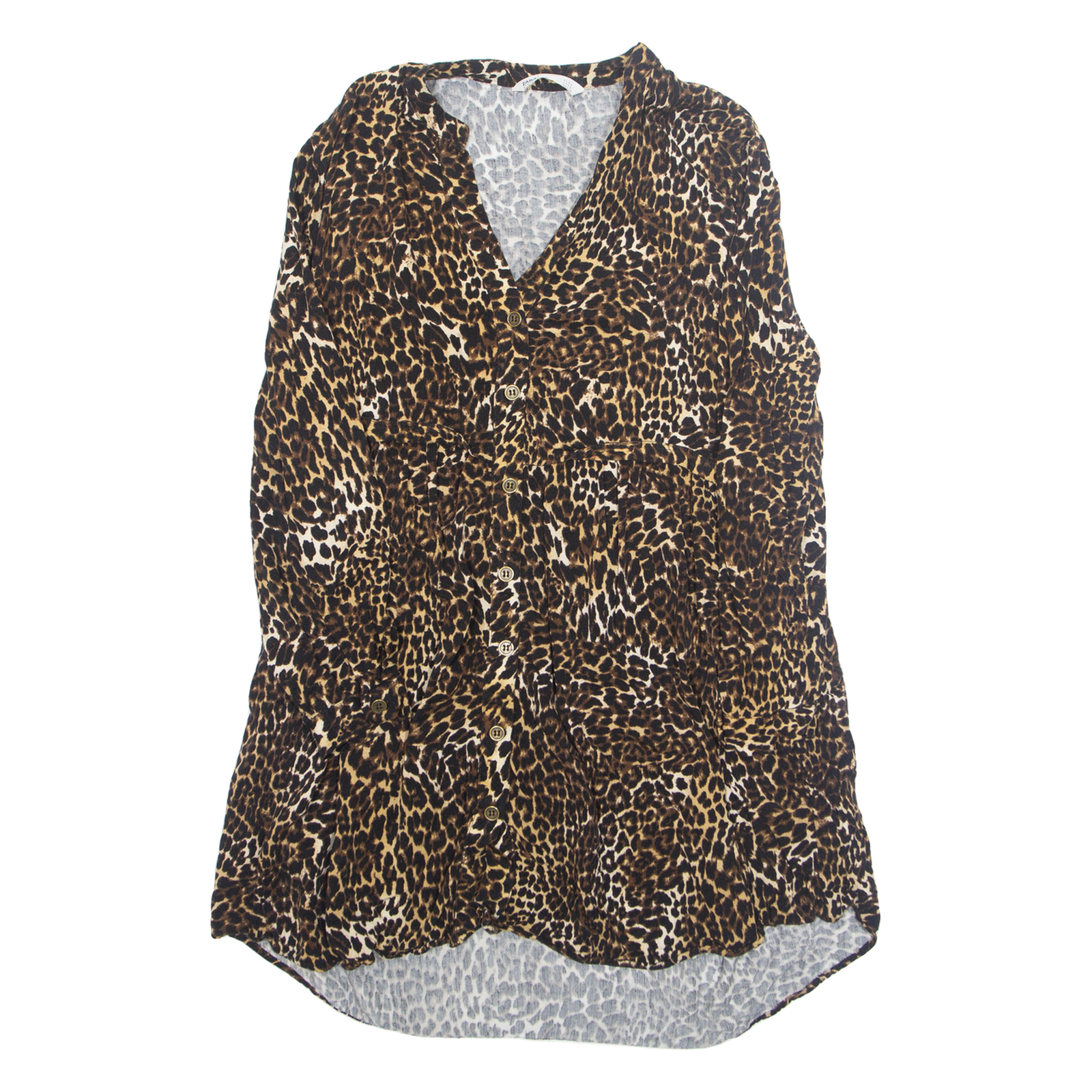 ZARA Womens A-Line Dress Brown Animal Print Long Sleeve Hi-Low S Refurbished - N/A refurbished available on Cerqular