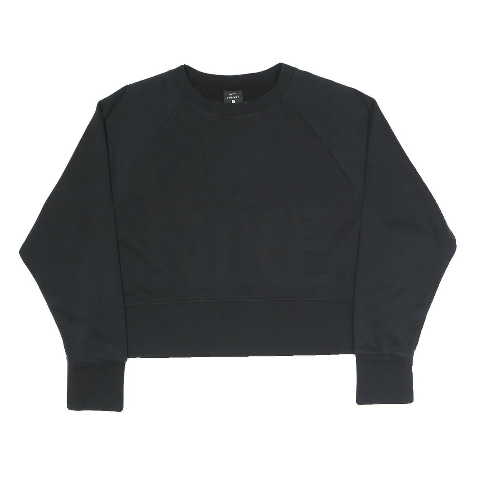 NIKE Womens Black Cotton Blend Sweatshirt Crew Neck S Embossed Logo Pullover Refurbished - N/A refurbished available on Cerqular