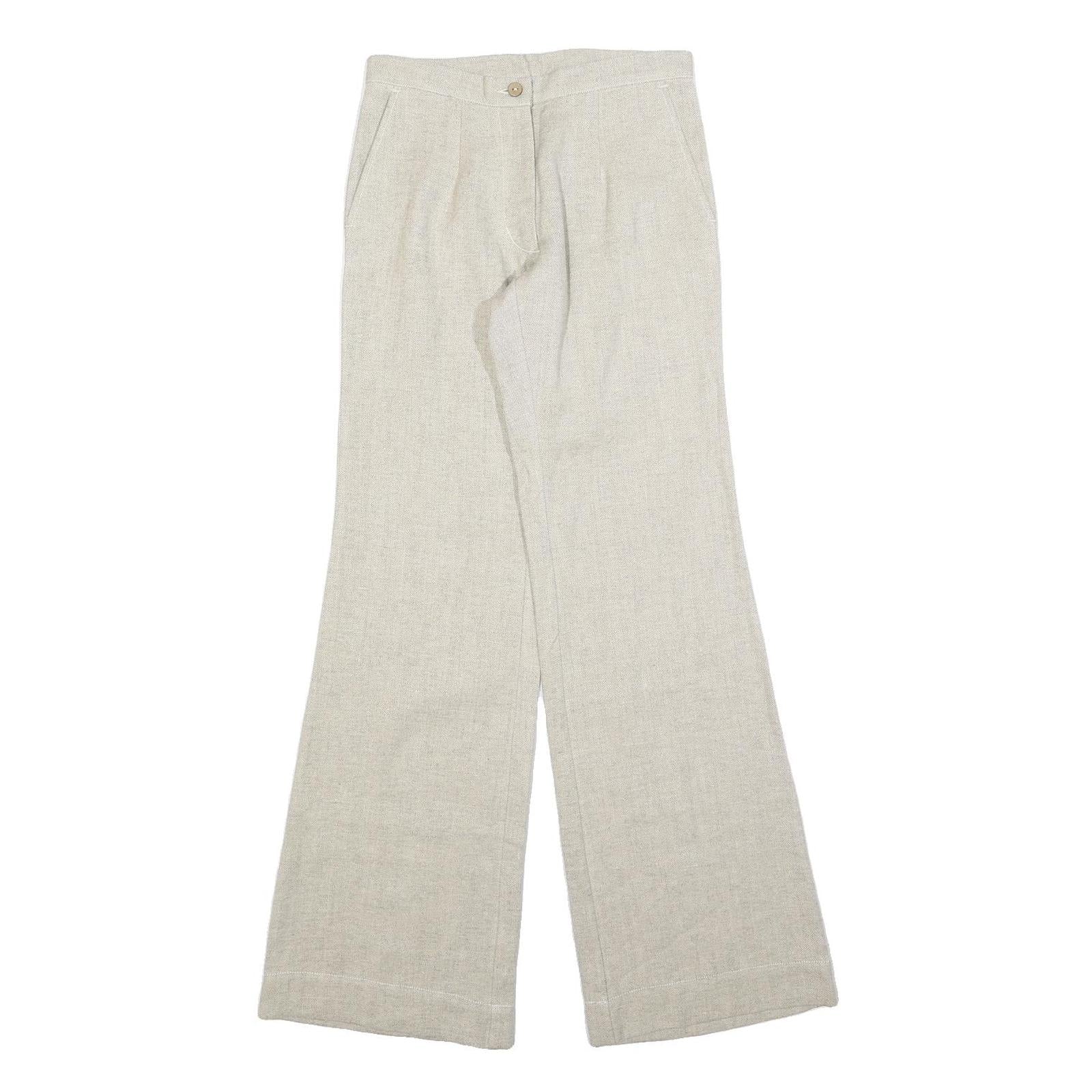 Womens Wool Blend Beige Regular Fit Wide-Leg Trousers W26 L34 Soft Comfortable Refurbished - N/A refurbished available on Cerqular
