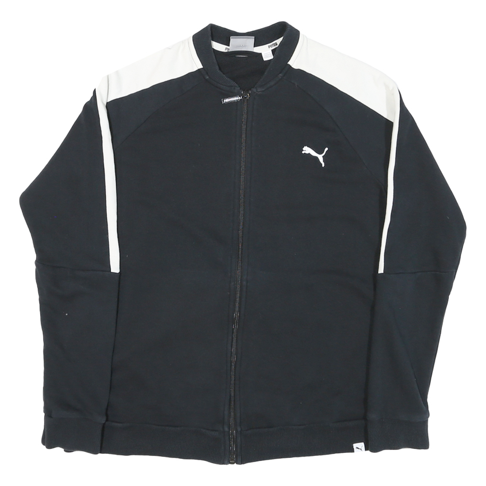 PUMA Womens Black & White Casual Zip Jacket XL Cotton Blend Plain Classic Fit Refurbished - N/A refurbished available on Cerqular