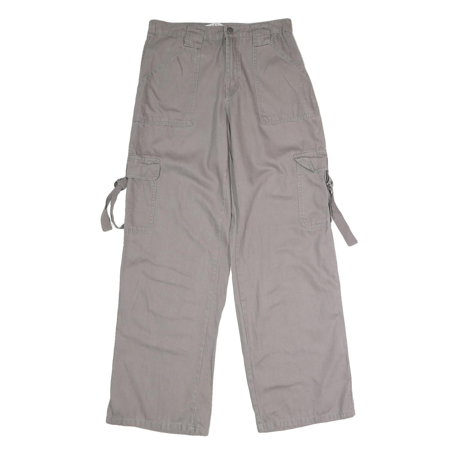 TINSEL TOWN Womens Cotton Blend Grey Regular Straight Trousers W30 L32 Cargo Refurbished - N/A refurbished available on Cerqular