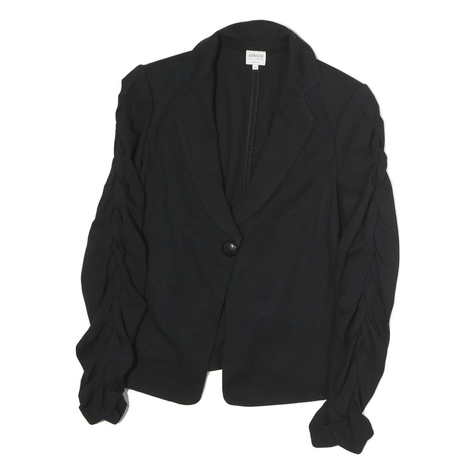 Buy ARMANI COLLEZIONI Womens Black Cotton Jacket M Button Ruched Sleeves Tailored Refurbished - $71.49 ARMANI COLLEZIONI Womens Black Cotton Jacket M Button Ruched Sleeves Tailored Refurbished - N/A refurbished available on Cerqular