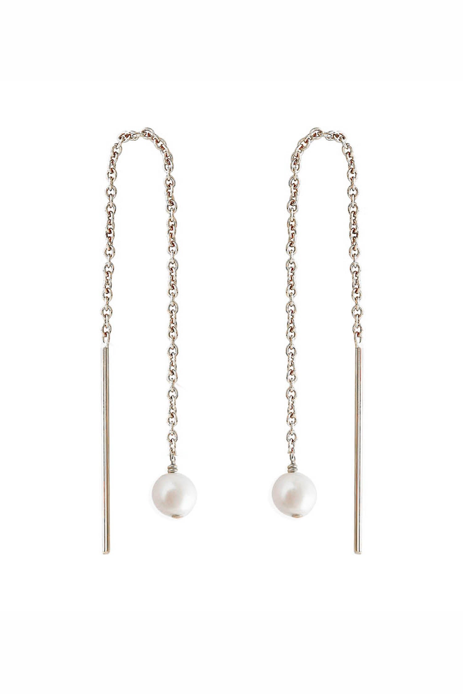 Paloma Pearl Threaders Silver | Size: 4 in. Refurbished - N/A (There is no well-known brand by the name "A refurbished available on Cerqular