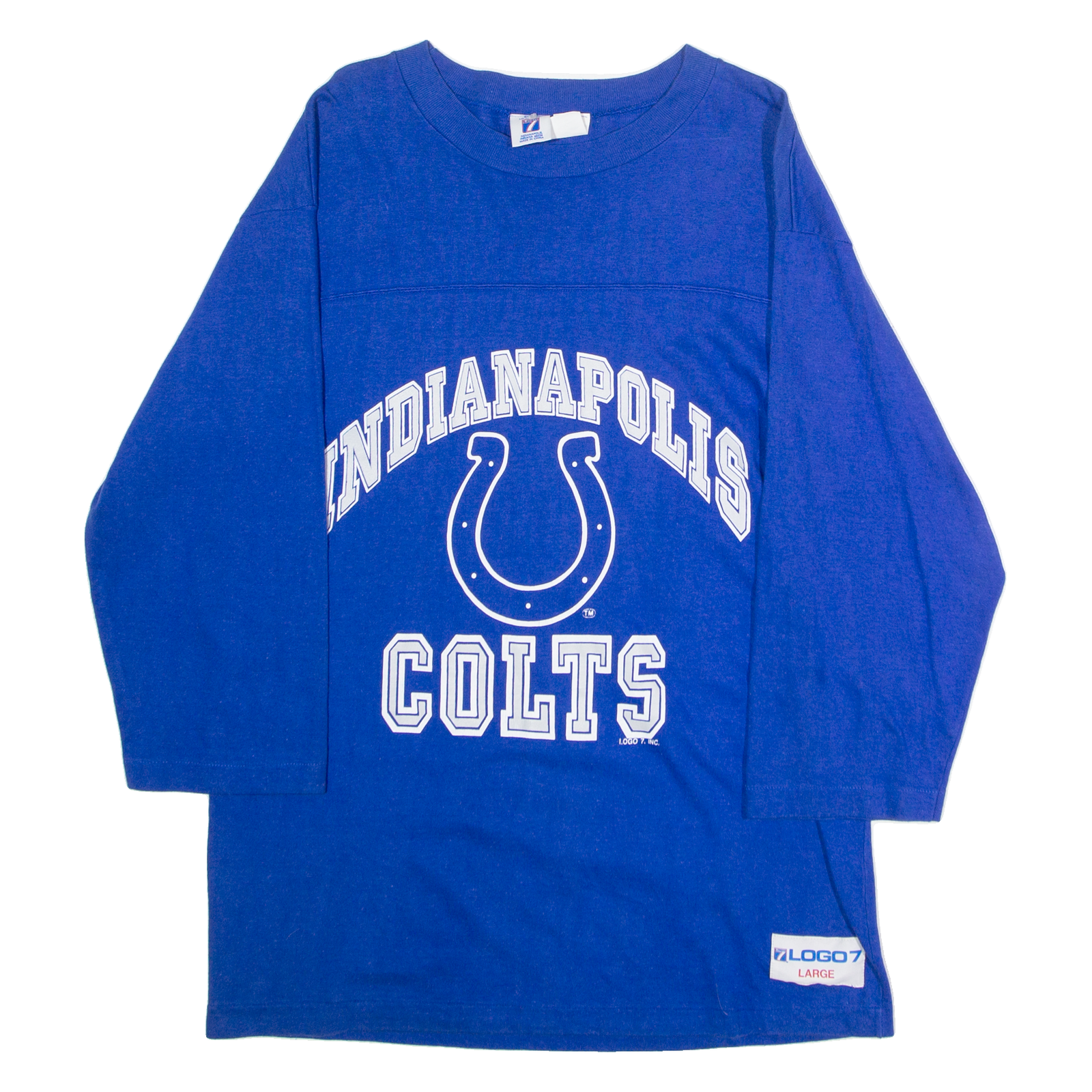 LOGO 7 Indianapolis Colts Mens T-Shirt Blue 3/4 Sleeve 90s USA L Refurbished - N/A refurbished available on Cerqular