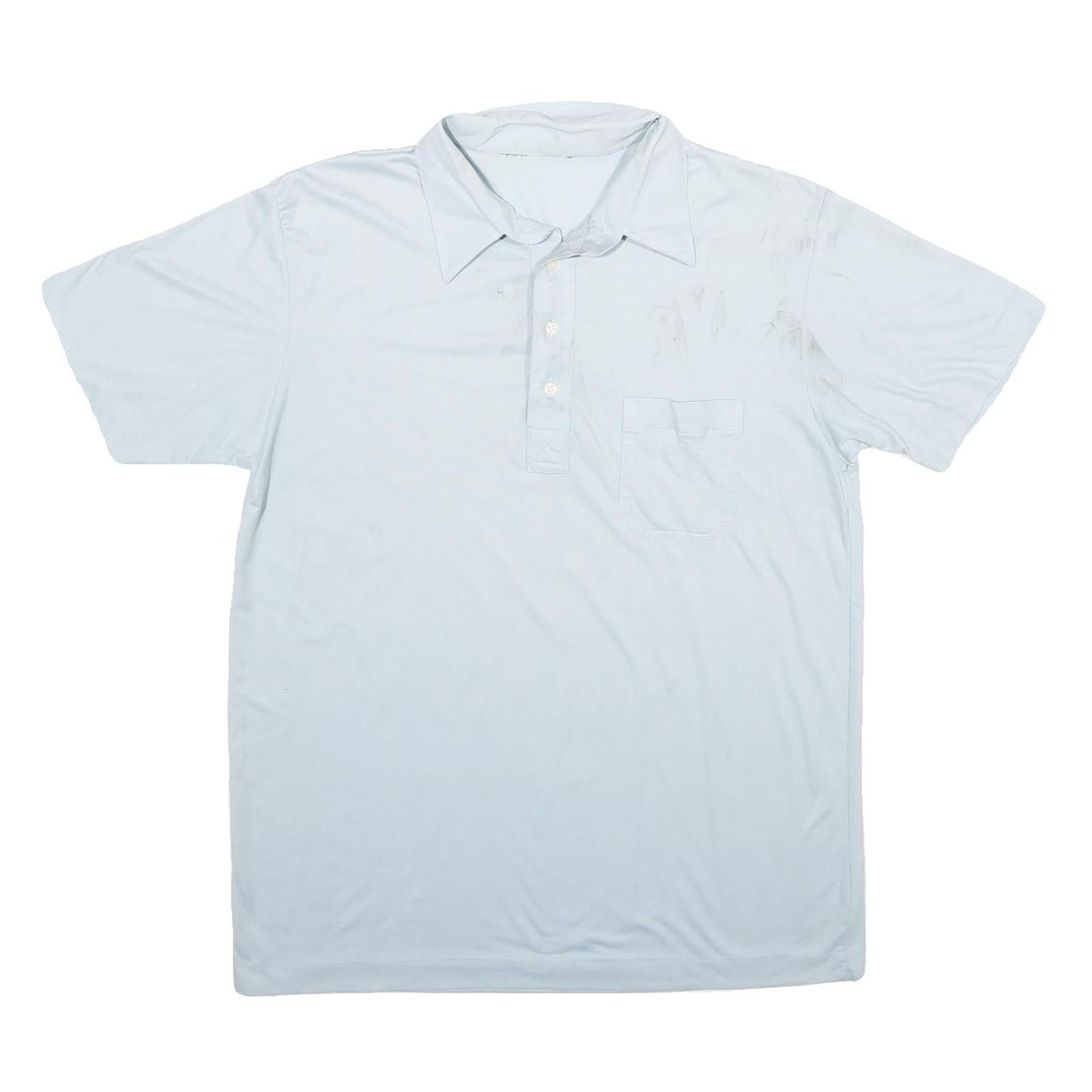 Mens White Short Sleeve Plain Polo Shirt L Cotton Blend Casual Pocket Refurbished - N/A refurbished available on Cerqular