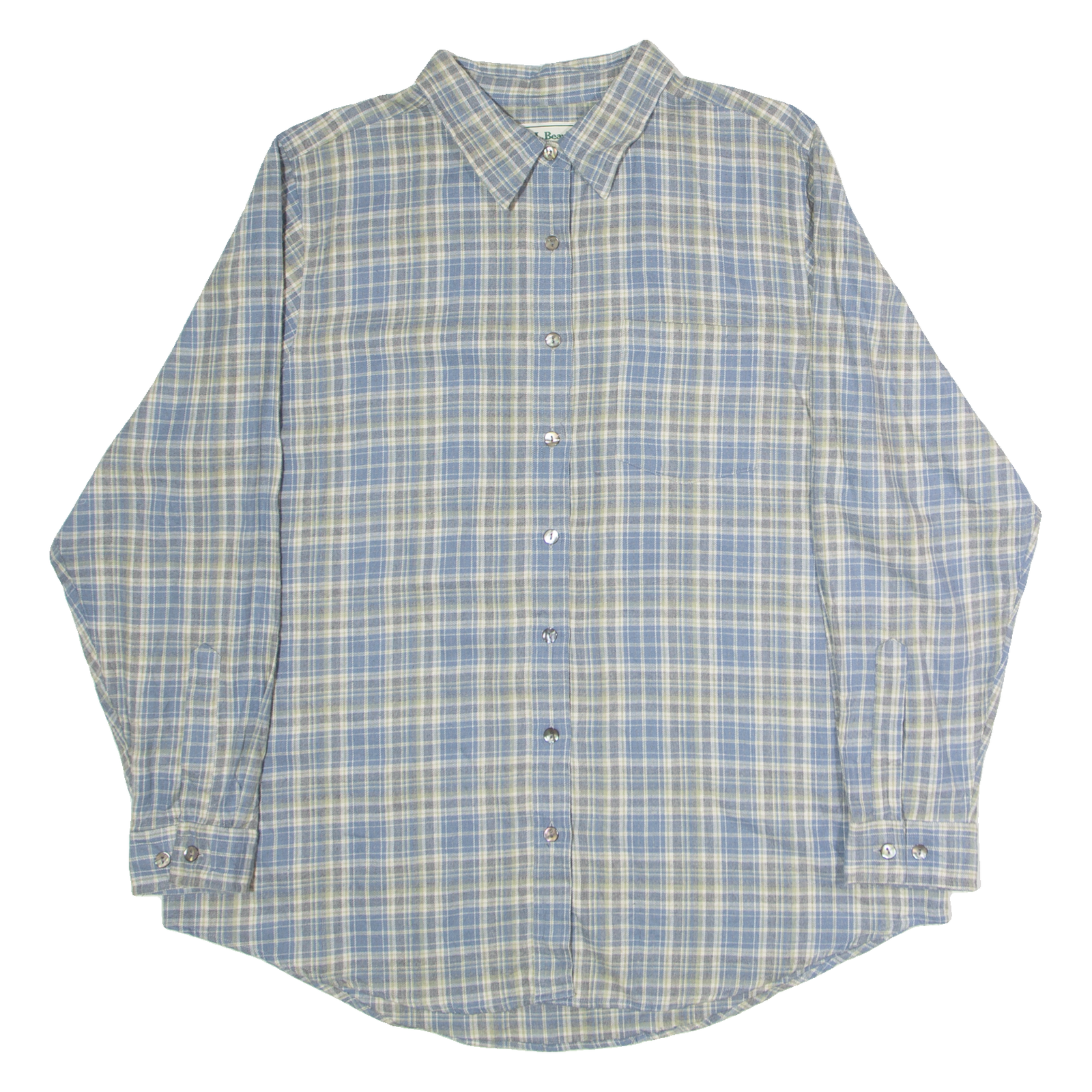 LL BEAN Womens Flannel Shirt Blue Check Long Sleeve XL Refurbished - N/A refurbished available on Cerqular