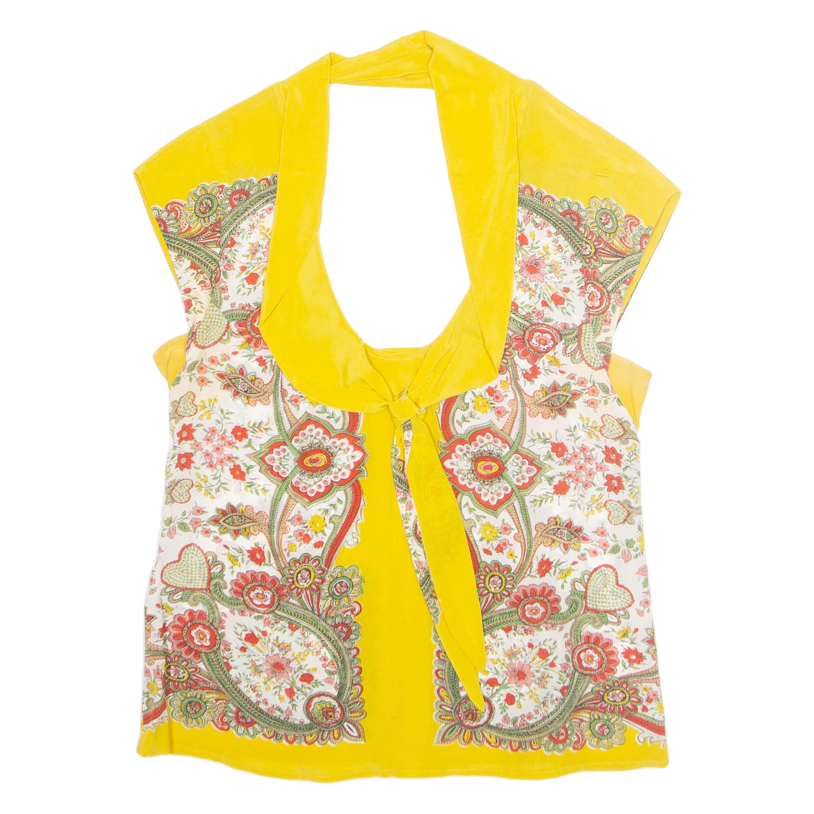 MAEVE Womens Printed Top Yellow Sleeveless Silk Floral XS Refurbished - N/A refurbished available on Cerqular