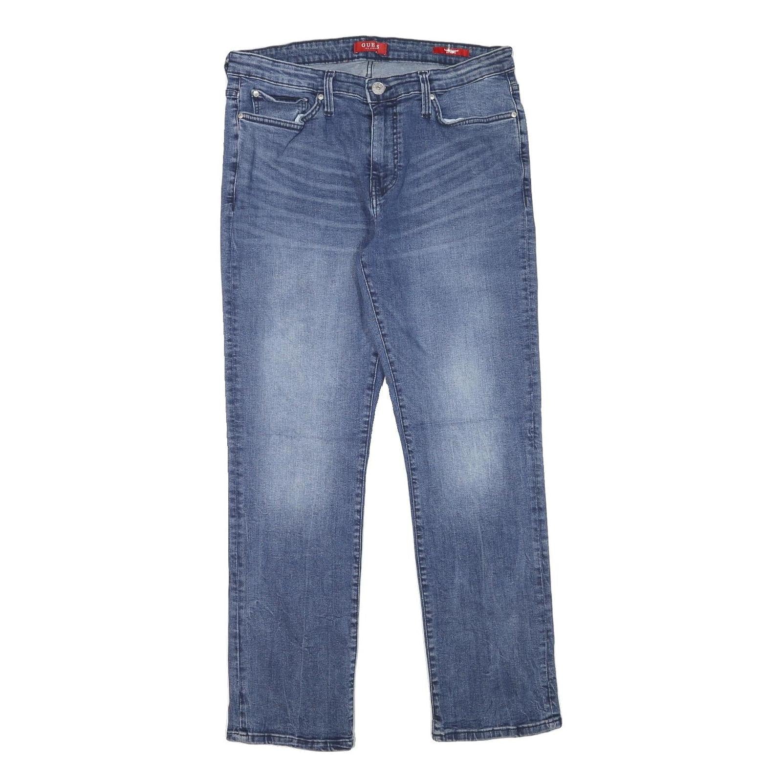 GUESS Mens Regular Fit Blue Denim Jeans W34 L37 Cotton Blend Zip Pockets Refurbished - N/A refurbished available on Cerqular
