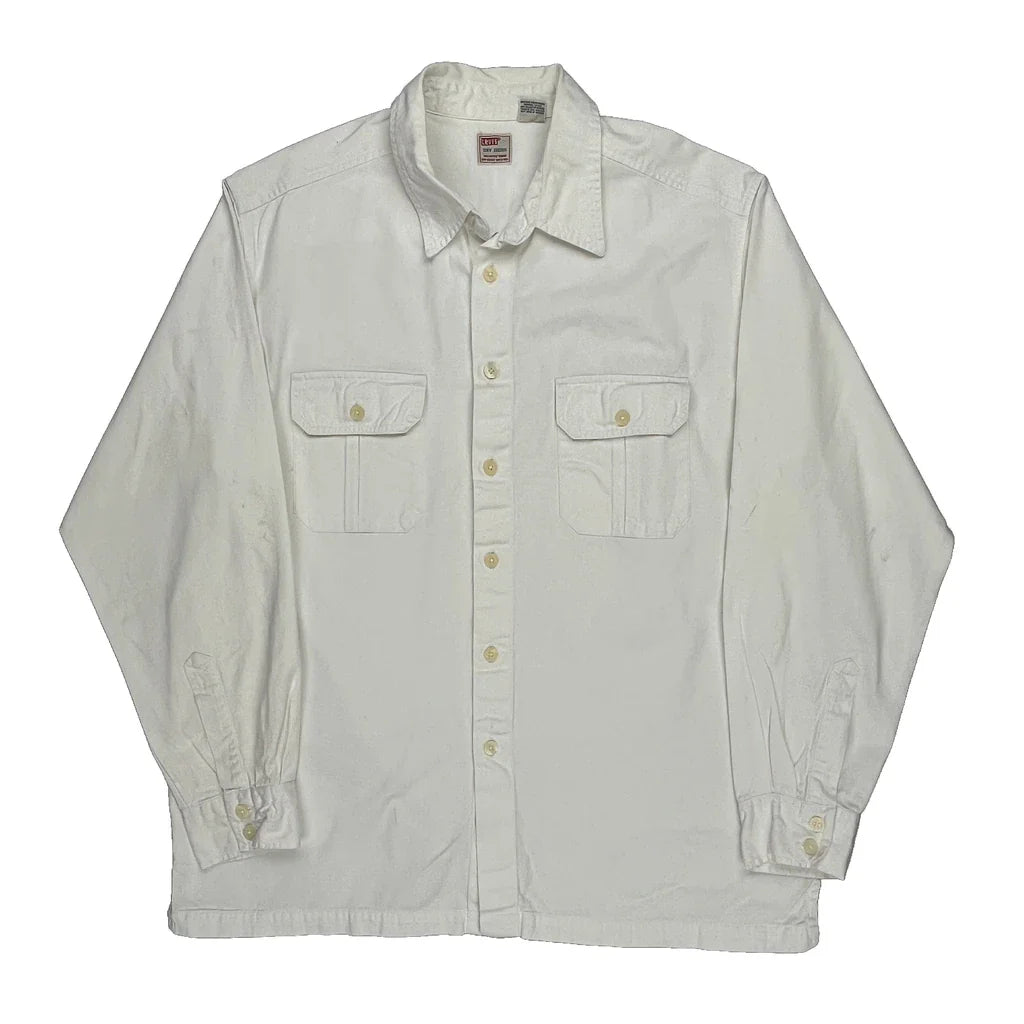 Buy Levis Shirt - XL White Cotton Refurbished - $26.79 Levis Shirt - XL White Cotton Refurbished - Thrifted (note: this is a term often used to describe second- refurbished available on Cerqular