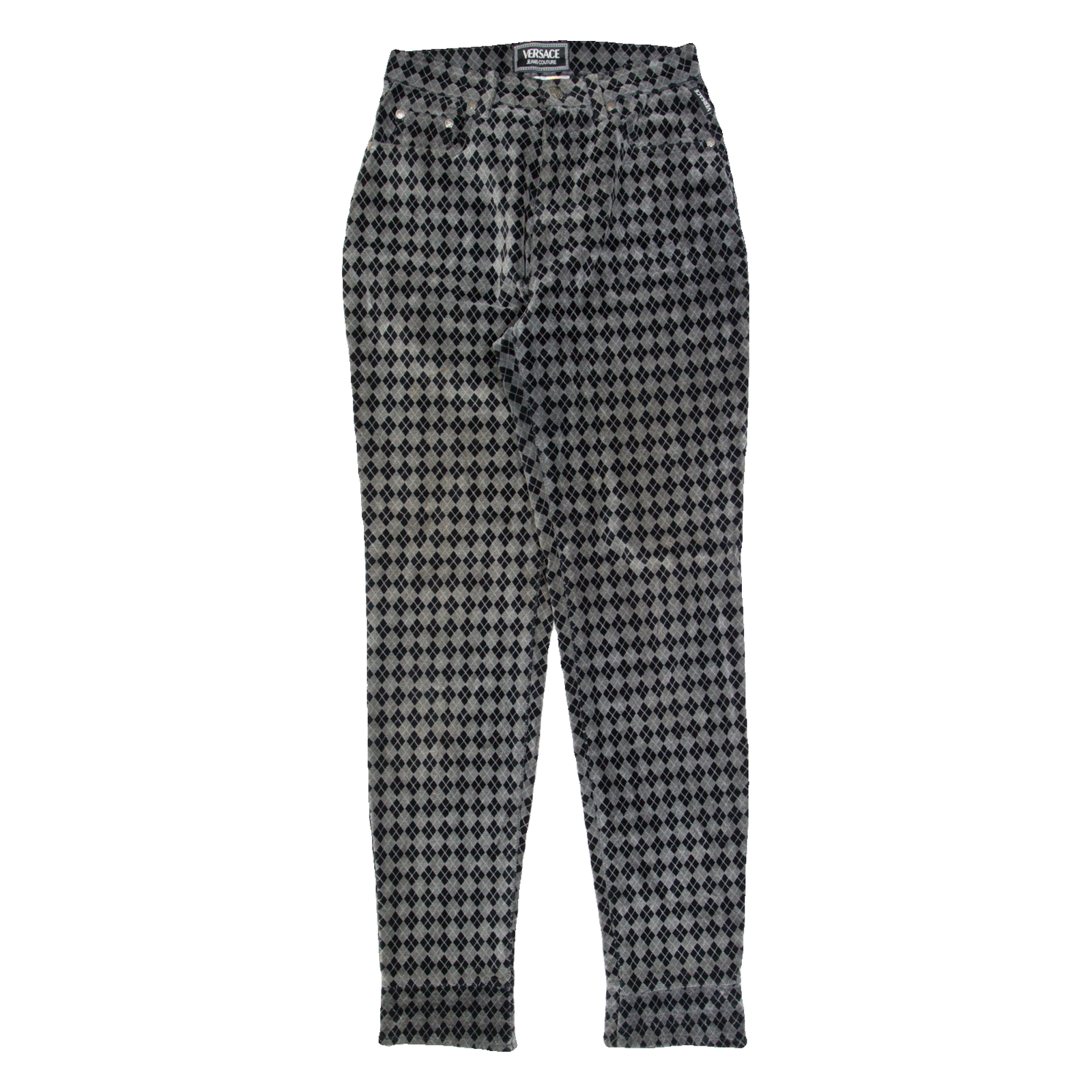 VERSACE Diamond Womens Velvet Trousers Grey Slim Skinny W26 L30 Refurbished - N/A refurbished available on Cerqular