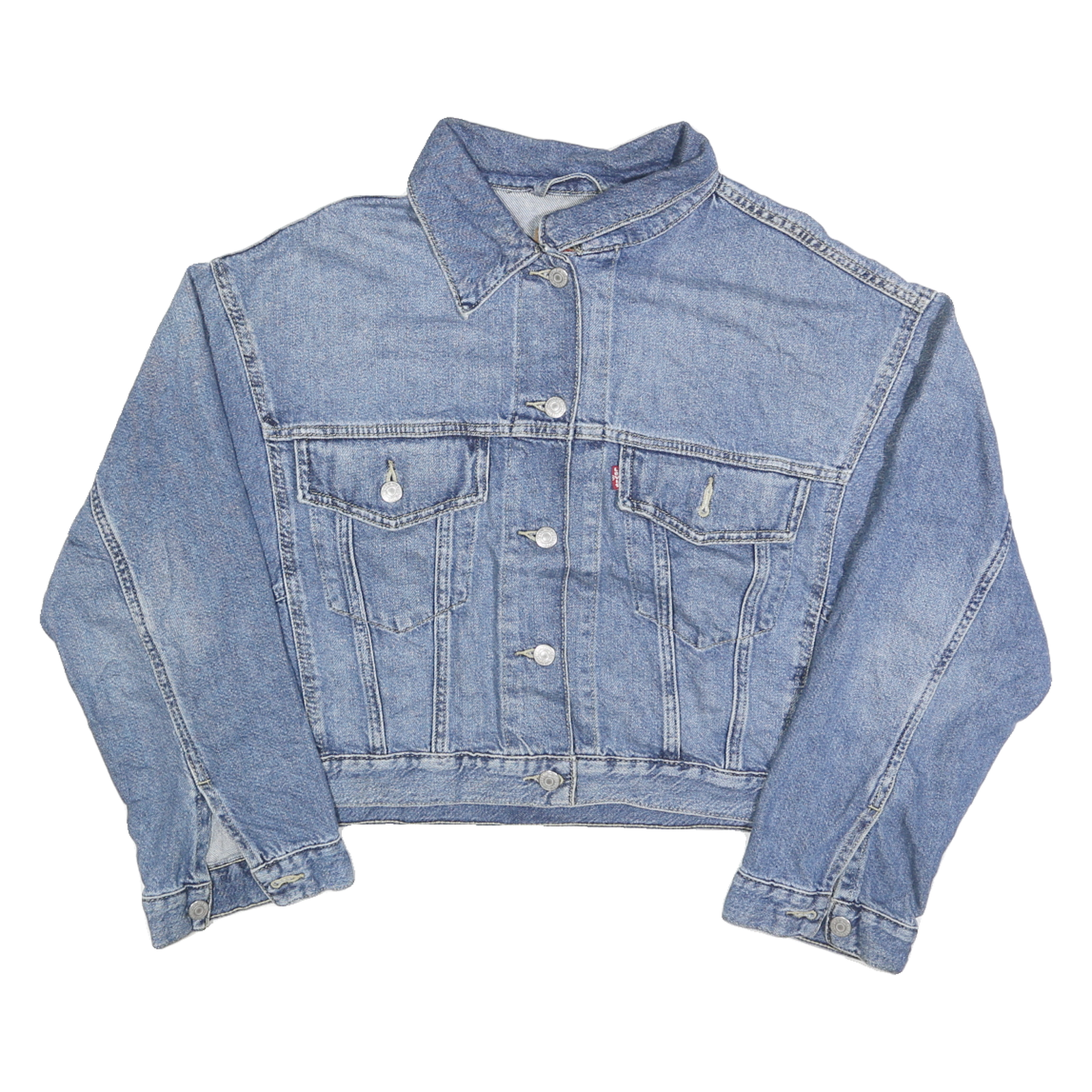 LEVI'S Womens Blue Denim Jacket M Cotton Classic Button Closure Casual Denim Refurbished - N/A refurbished available on Cerqular