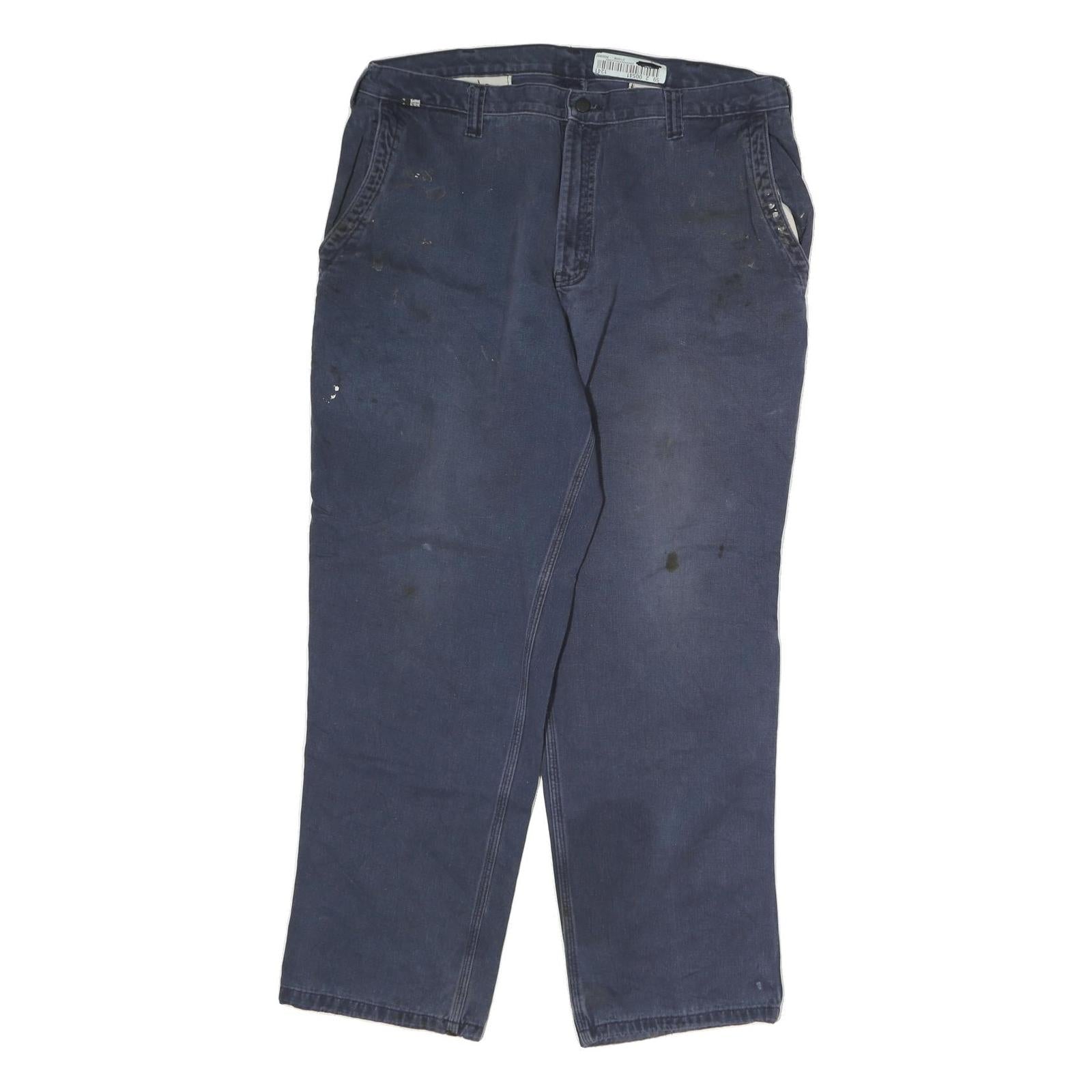 CARHARTT Mens Cotton Blue Regular Straight Trousers W38 L32 Workwear Durable Refurbished - N/A refurbished available on Cerqular