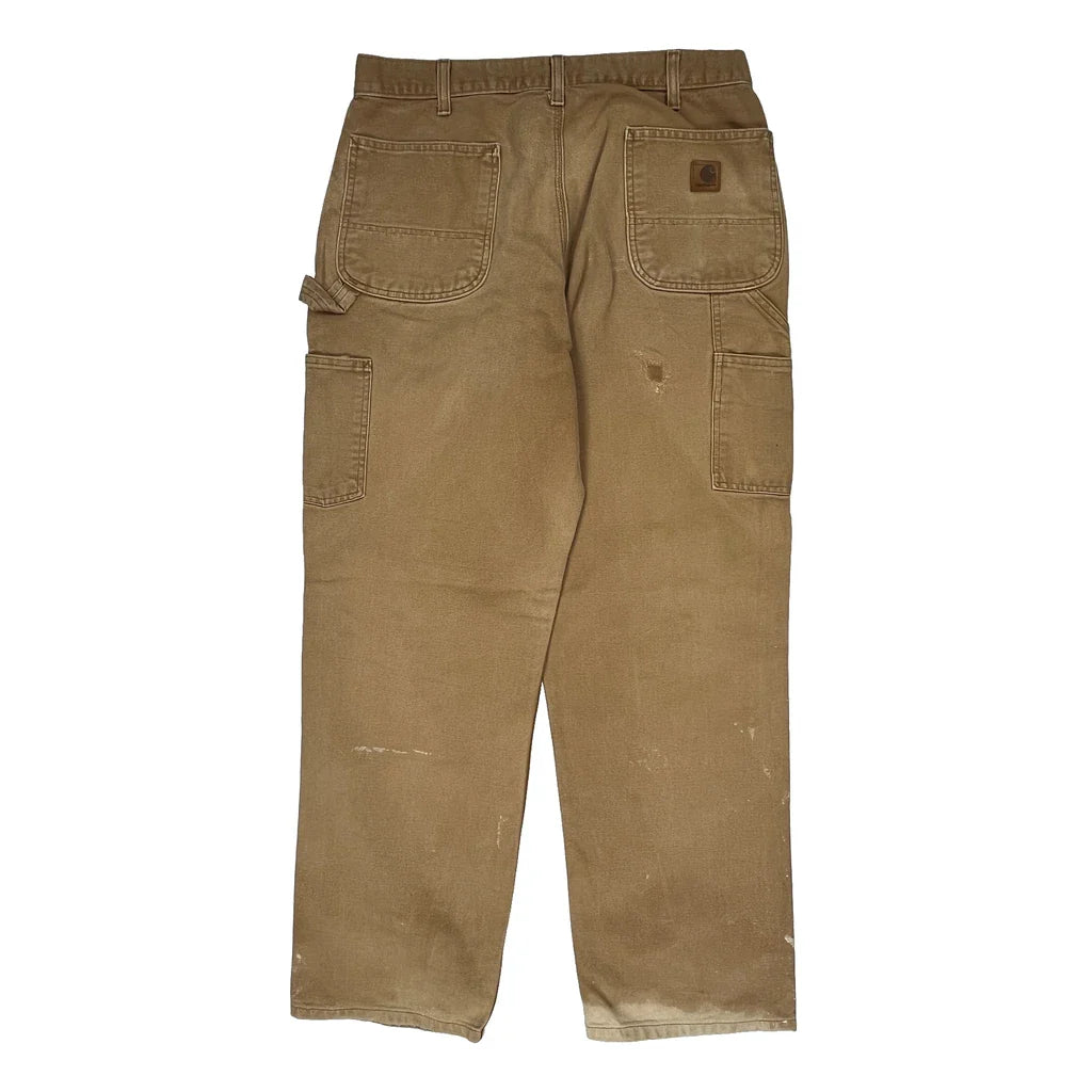 Carhartt Carpenter Trousers - 34W 32L Brown Cotton Refurbished - Thrifted (note: this is a term often used to describe second- refurbished available on Cerqular
