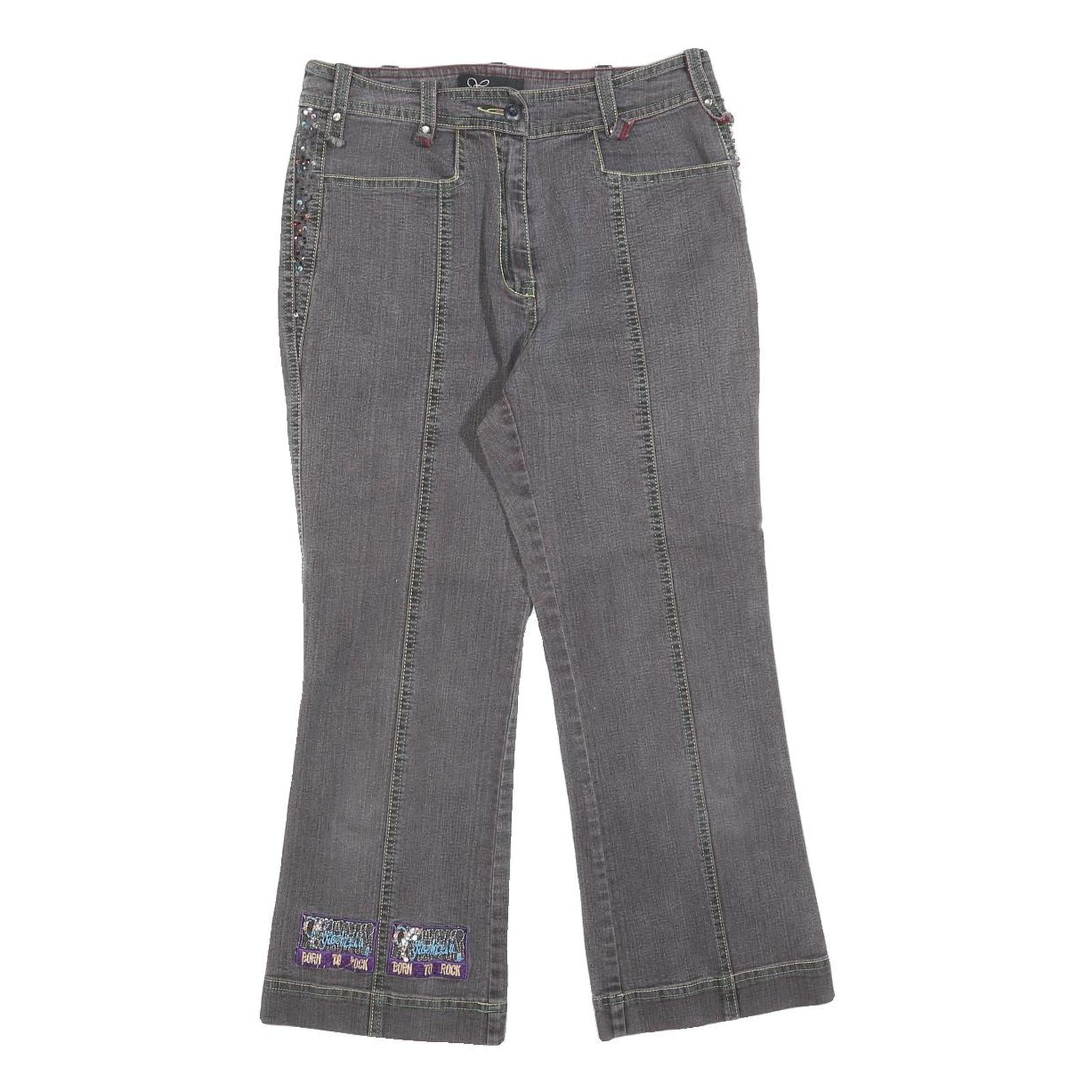 Womens Grey Regular Fit Straight Cotton Blend Jeans W26 L23 Stylish Details Zip Refurbished - N/A refurbished available on Cerqular