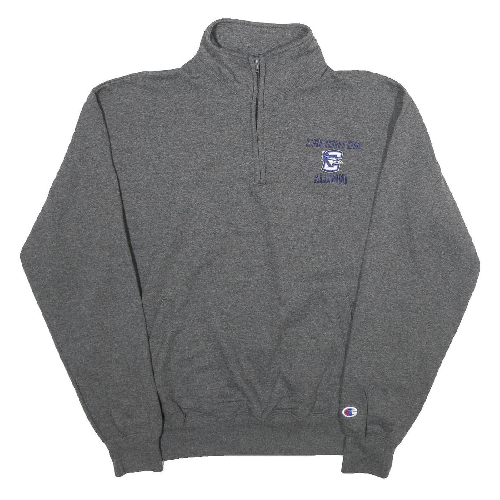 CHAMPION Mens Grey Creighton Alumni Quarter Zip Sweatshirt L Cotton Blend Refurbished - N/A refurbished available on Cerqular