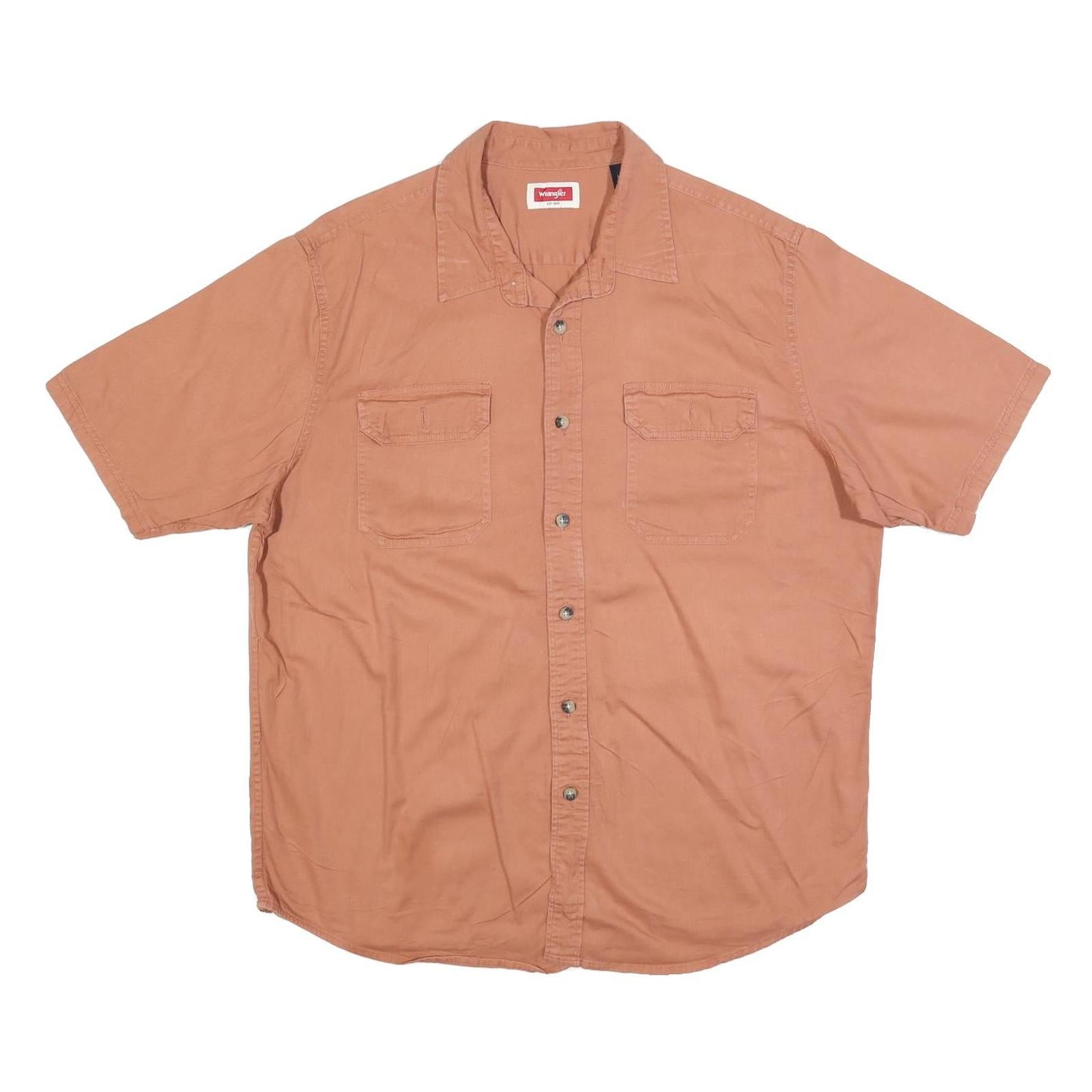WRANGLER Mens Terracotta Short Sleeve Cotton Blend Shirt L Casual Lightweight Refurbished - N/A refurbished available on Cerqular