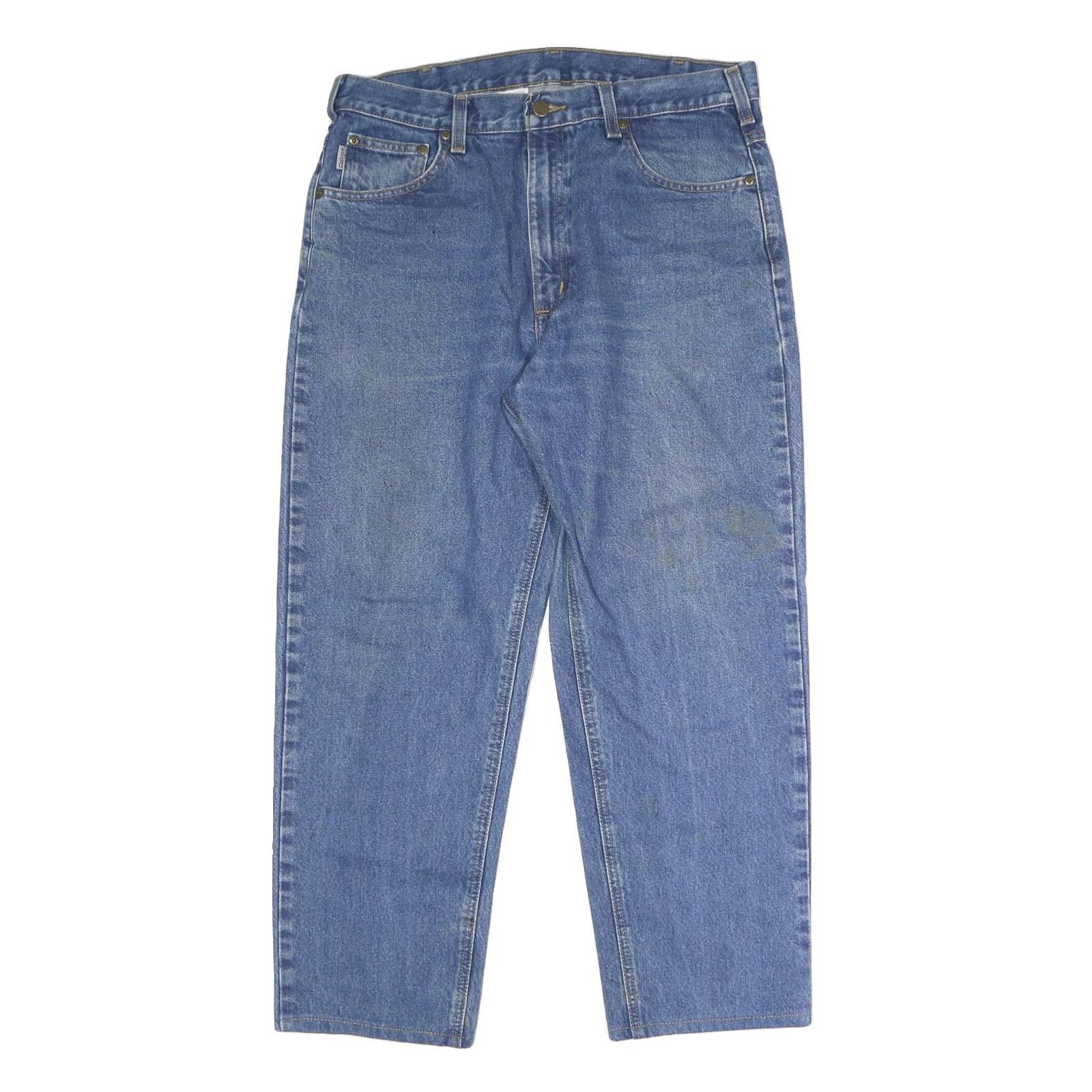 CARHARTT Mens Regular Fit Blue Denim Jeans Button W36 L27 Classic Cotton Refurbished - N/A refurbished available on Cerqular