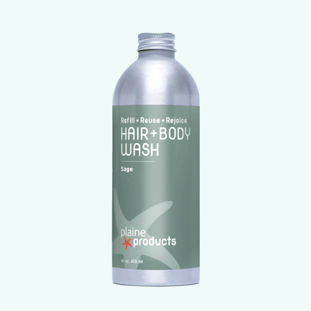 Hair + Body Wash 2:1 | Scent: Sage | Size: 16 oz | Pump: No Pump (Refill) Refurbished - Plaine Products refurbished available on Cerqular