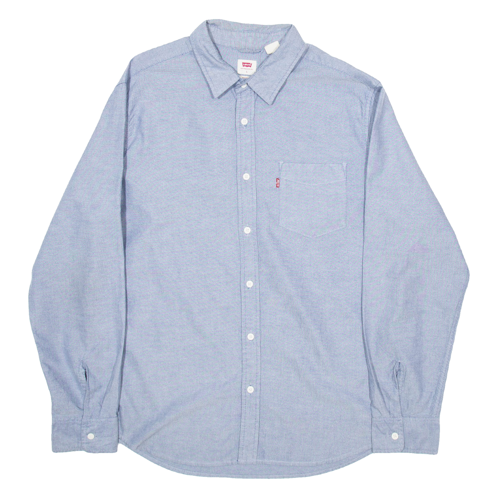 LEVI'S Mens Plain Shirt Blue Long Sleeve L Refurbished - N/A refurbished available on Cerqular