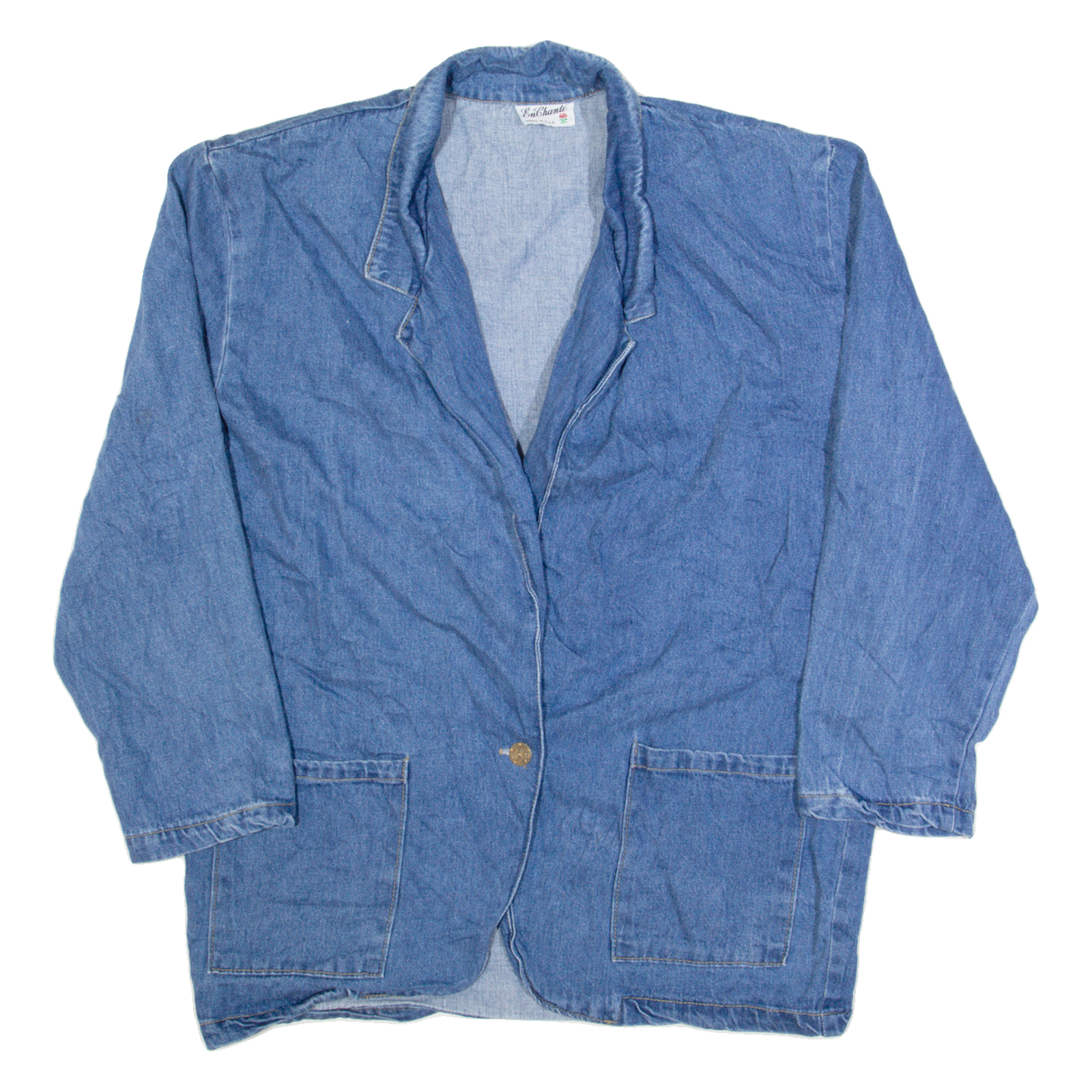 ENCHANTE Womens Blazer Jacket Blue 90s L Refurbished - N/A refurbished available on Cerqular