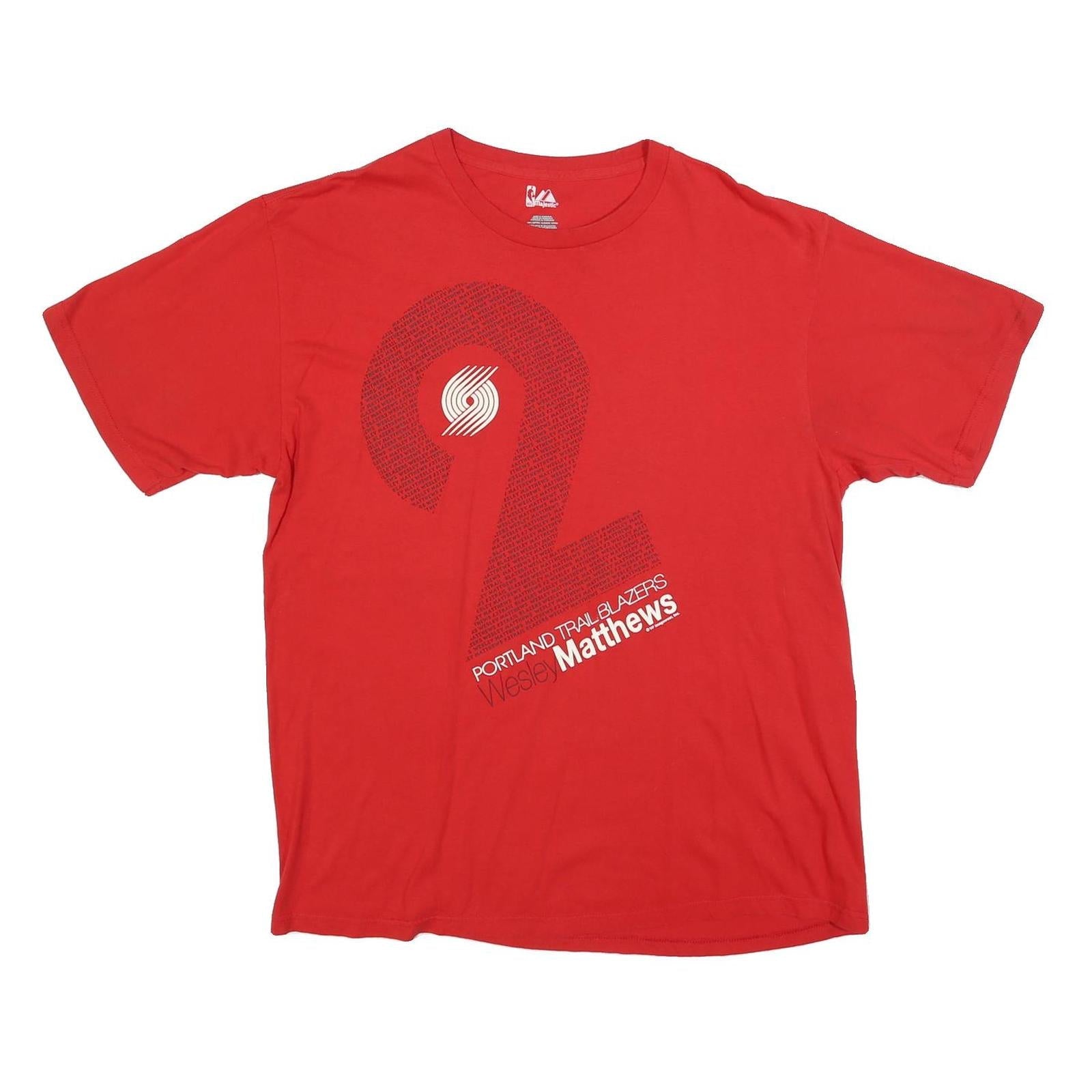 MAJESTIC Mens Red Portland Trail Blazers Wesley Matthews Graphic T-Shirt XL Crew Refurbished - N/A refurbished available on Cerqular