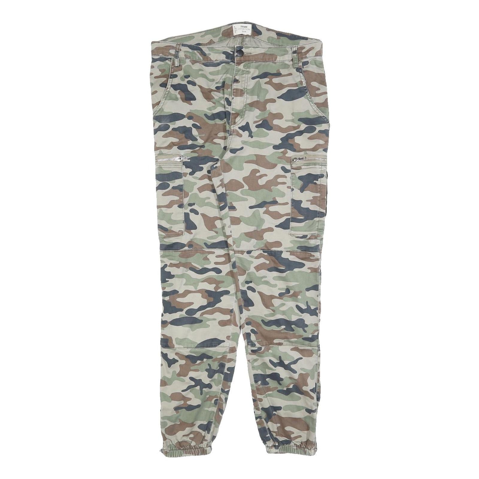 TALLY WEIJL Womens Cotton Blend Green Brown Camouflage Regular Tapered Trousers Refurbished - N/A refurbished available on Cerqular