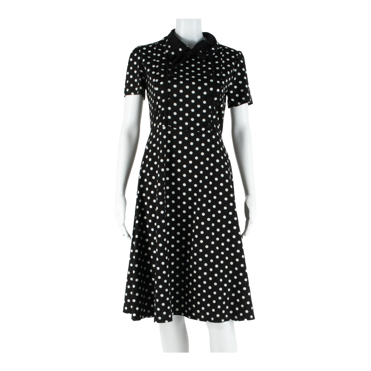 Womens Day Dress Black Spotted Short Sleeve Midi M Refurbished - N/A refurbished available on Cerqular
