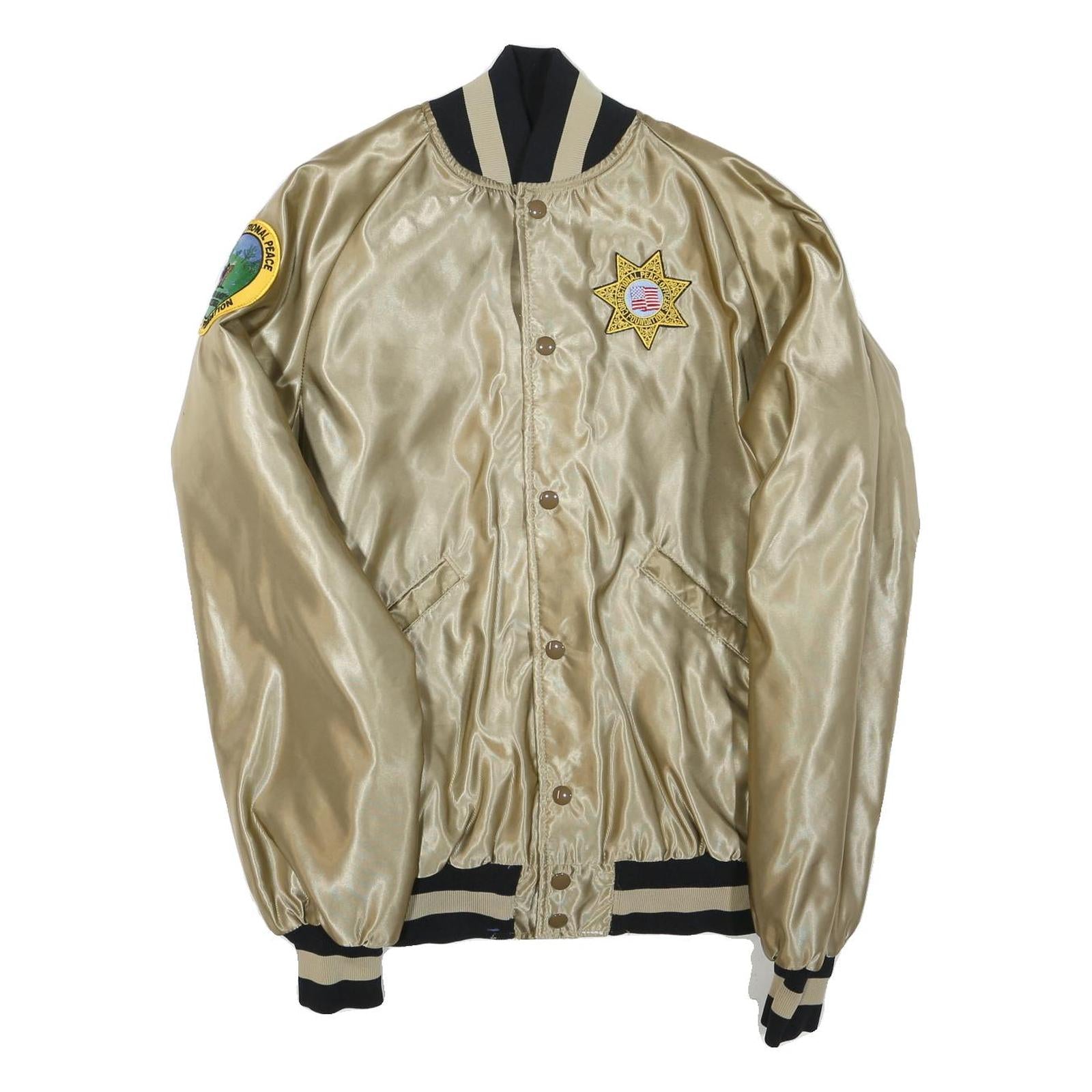 BUTWIN Mens Beige & Black Satin Bomber Jacket S Polyester Blend Button Closure Refurbished - N/A refurbished available on Cerqular
