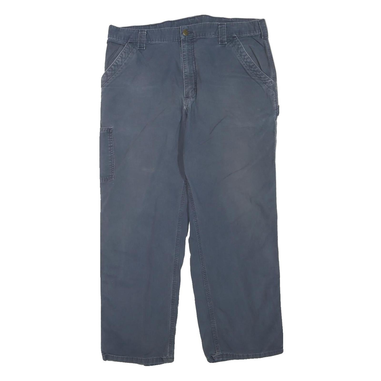 CARHARTT Mens Cotton Blend Blue Regular Fit Straight Leg Trousers W38 L30 Refurbished - N/A refurbished available on Cerqular