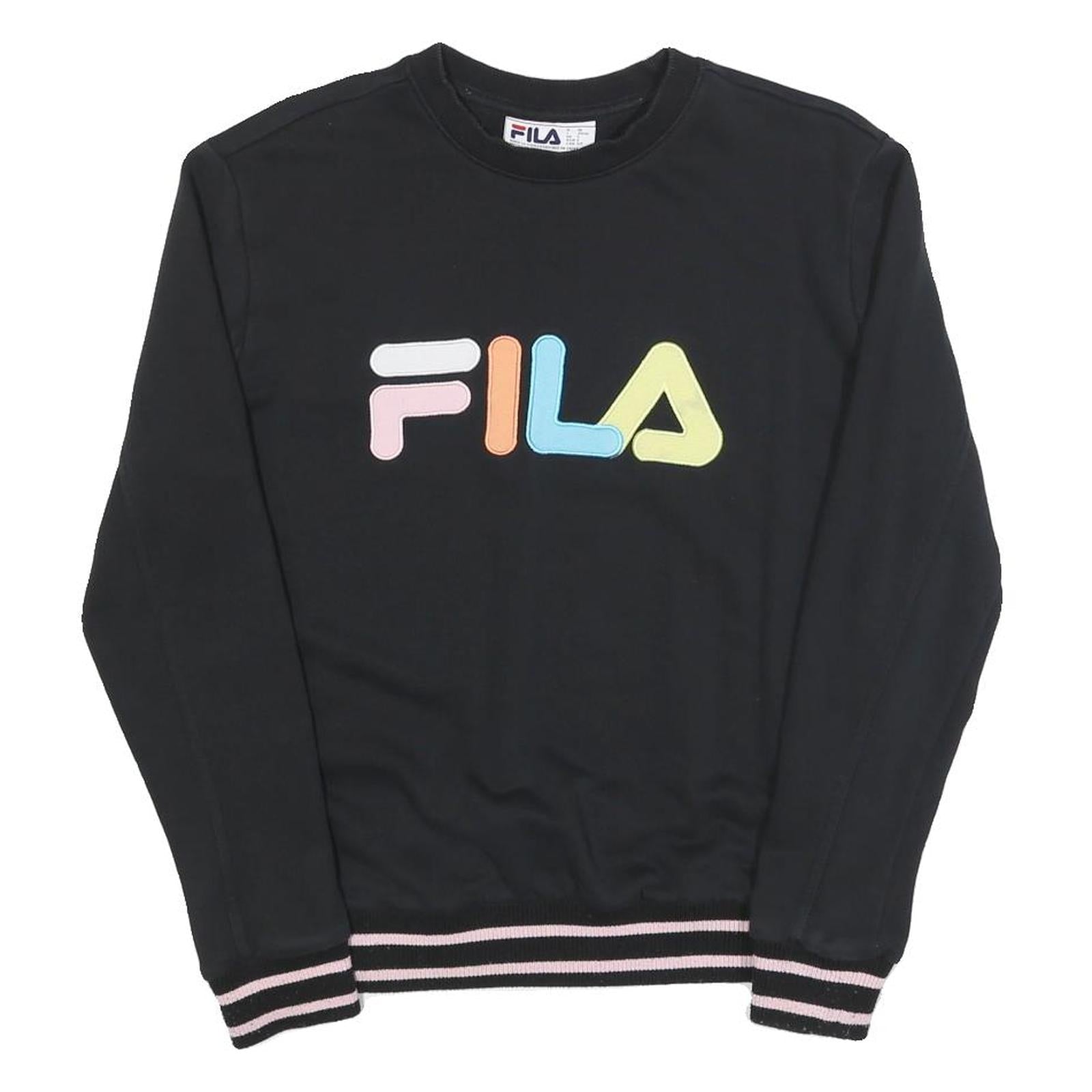 Buy FILA Womens Black Colourblock Crew Neck S Sweatshirt Casual Logo Striped Cuffs Refurbished - $29.89 FILA Womens Black Colourblock Crew Neck S Sweatshirt Casual Logo Striped Cuffs Refurbished - N/A refurbished available on Cerqular