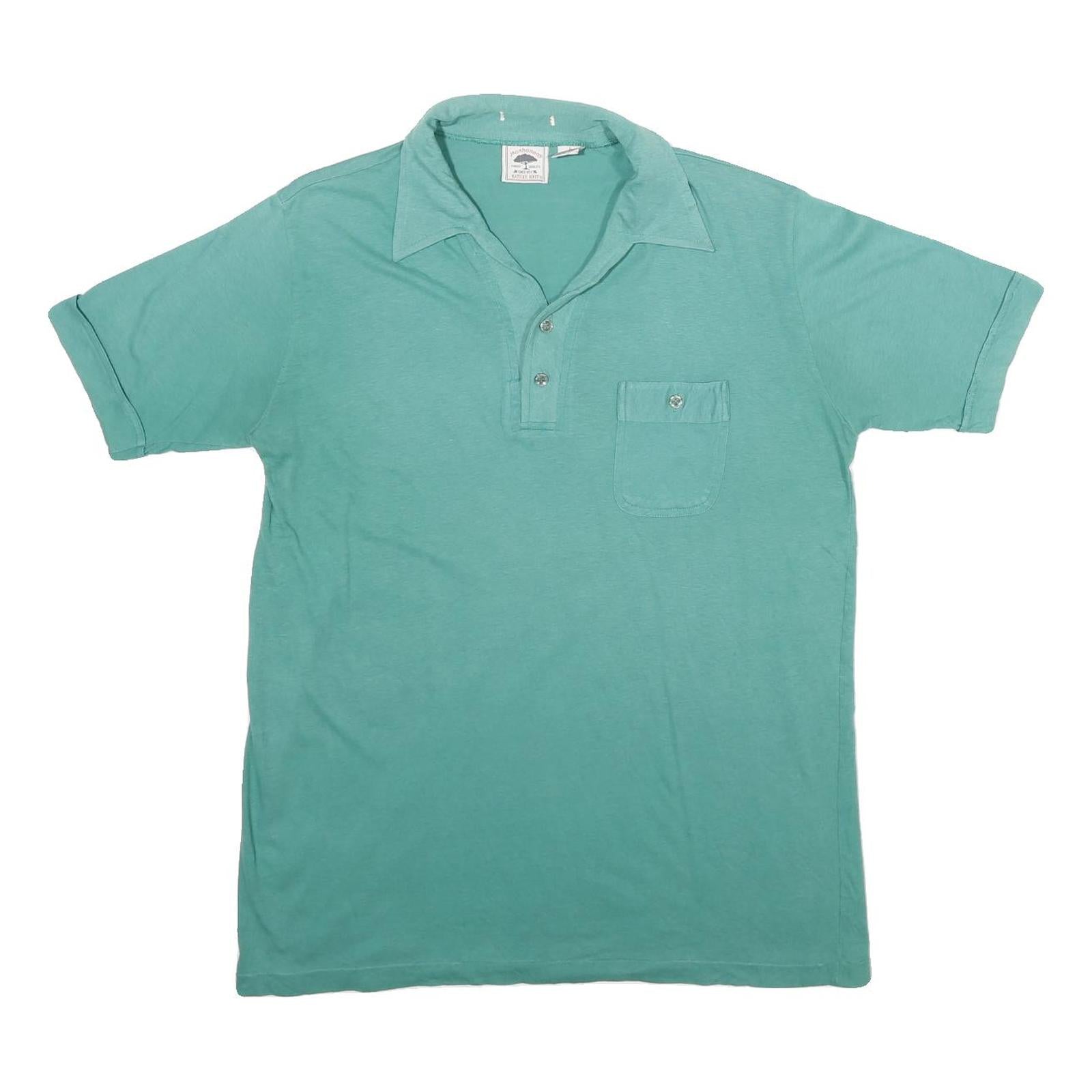 MANHATTAN NATURE KNIT Mens Green Short Sleeve Plain Polo Shirt L Cotton Blend Refurbished - N/A refurbished available on Cerqular