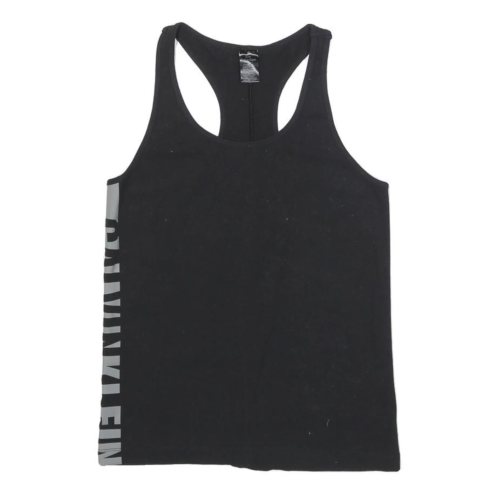 CALVIN KLEIN Womens Black Racerback Vest M Cotton Blend Logo Print Refurbished - N/A refurbished available on Cerqular