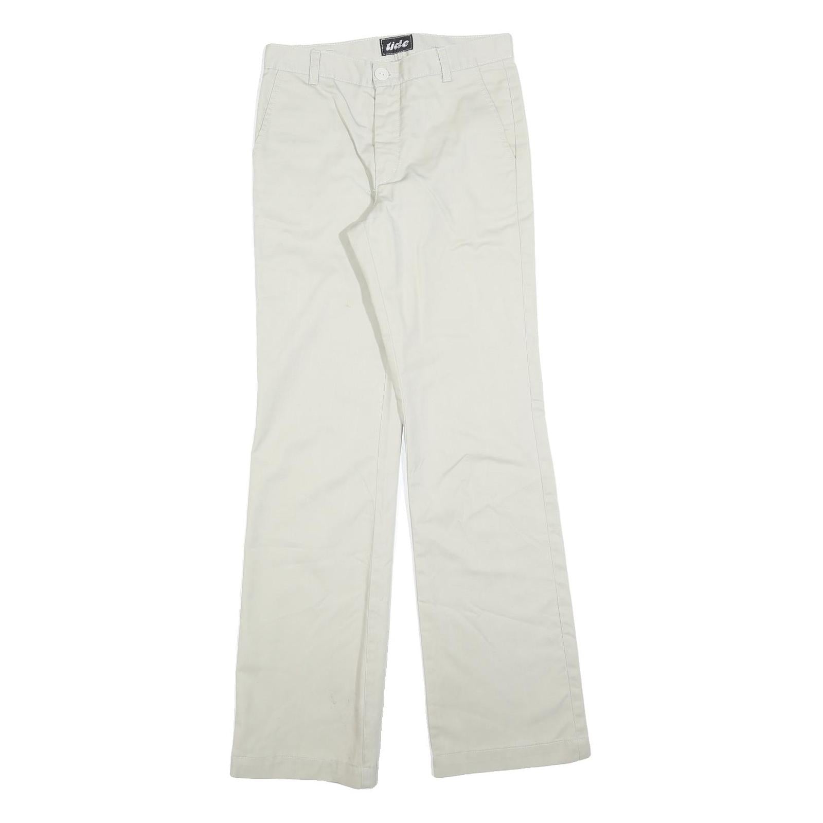 TIDE Womens Cotton Blend White Regular Fit Straight Leg Trousers W28 L32 Casual Refurbished - N/A refurbished available on Cerqular