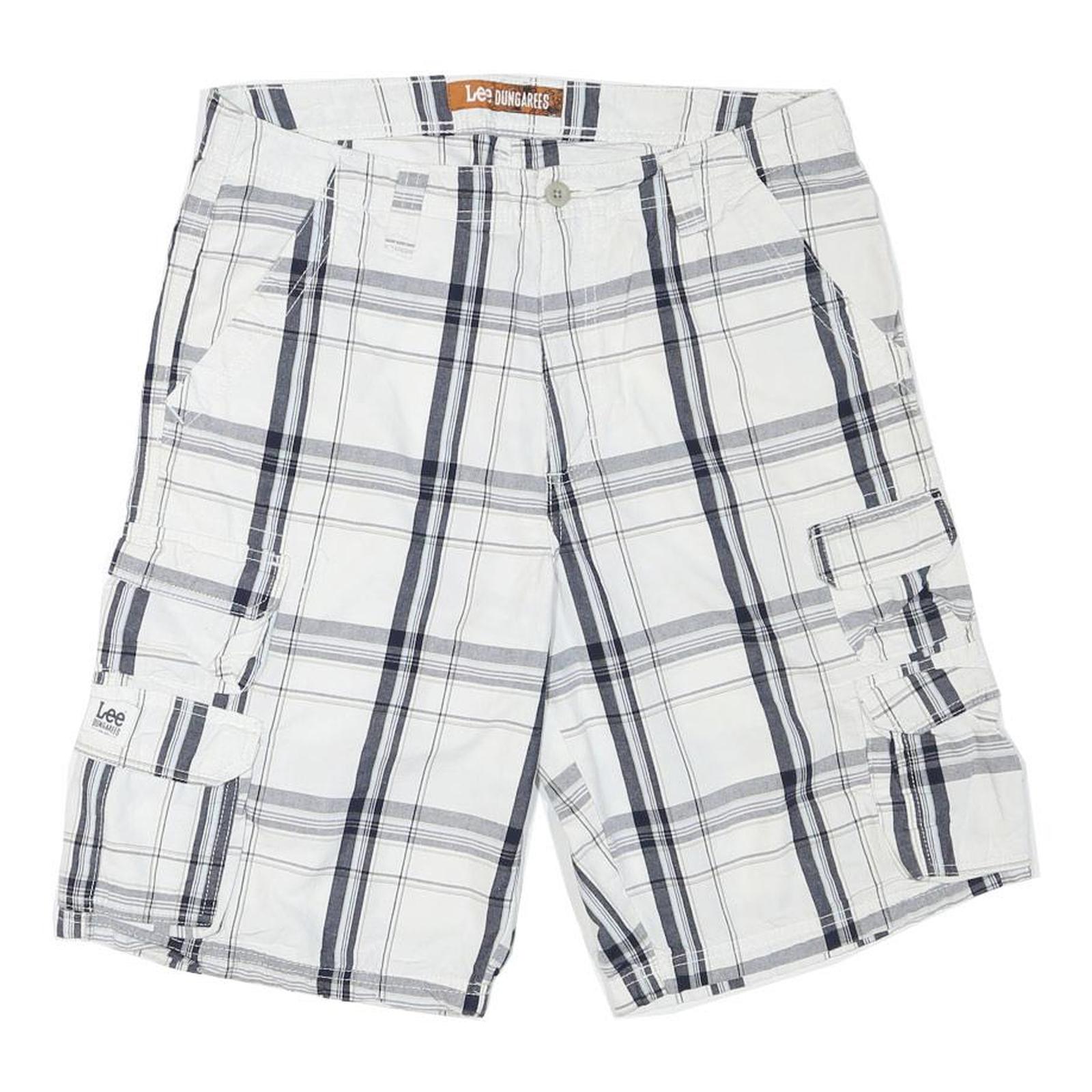 LEE Mens Shorts White & Grey Check Cargo L W33 Comfort Style Pocketed Refurbished - N/A refurbished available on Cerqular