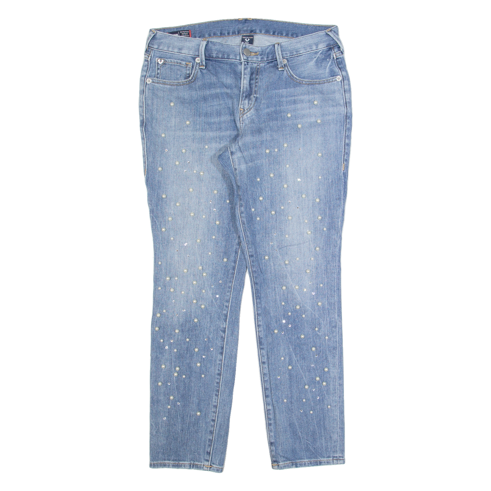 TRUE RELIGION Cameron Beaded Womens Jeans Blue Slim Boyfriend W30 L27 Refurbished - N/A refurbished available on Cerqular