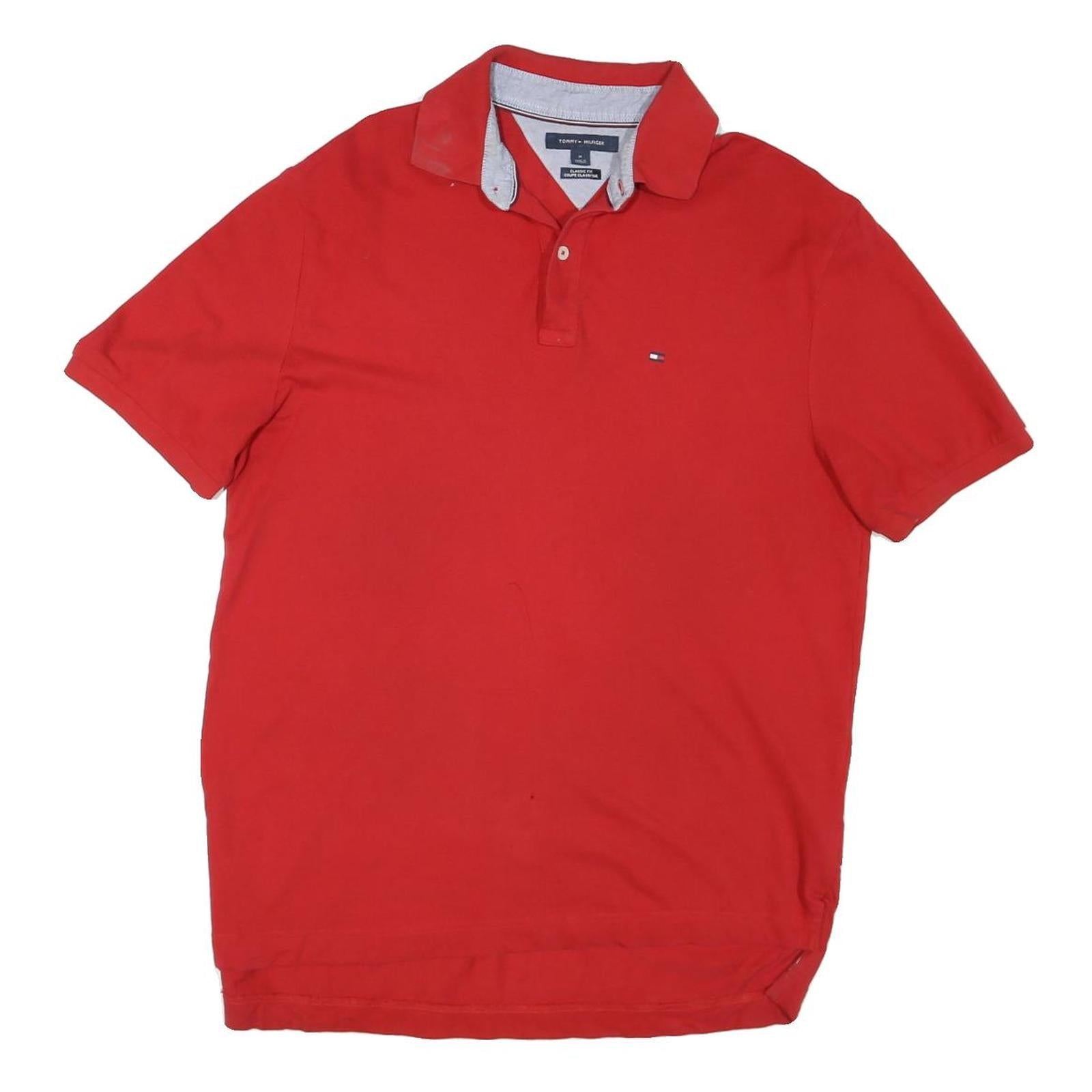 TOMMY HILFIGER Mens Red Polo Shirt Short Sleeve Logo Embroidered M Cotton Blend Refurbished - N/A refurbished available on Cerqular