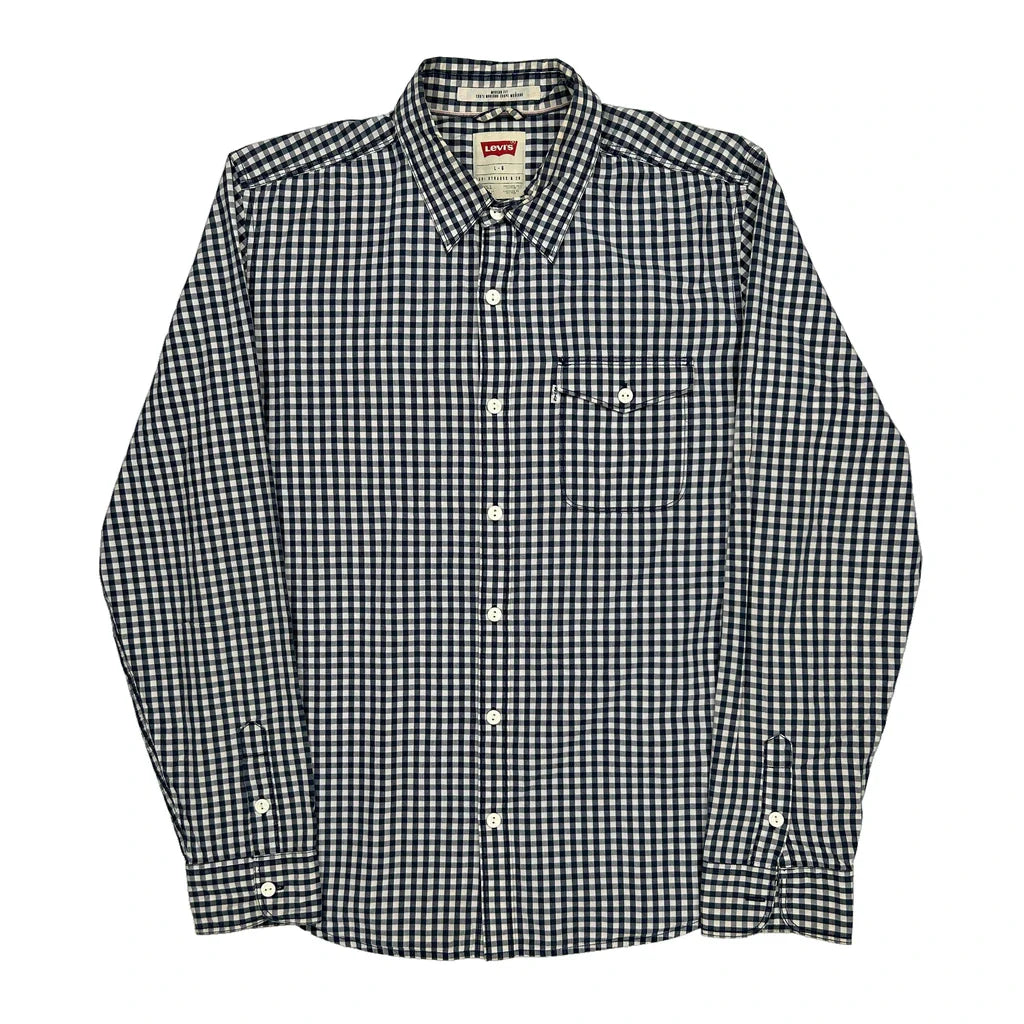Levis Checked Shirt - Large Blue Cotton Refurbished - Thrifted (note: this is a term often used to describe second- refurbished available on Cerqular